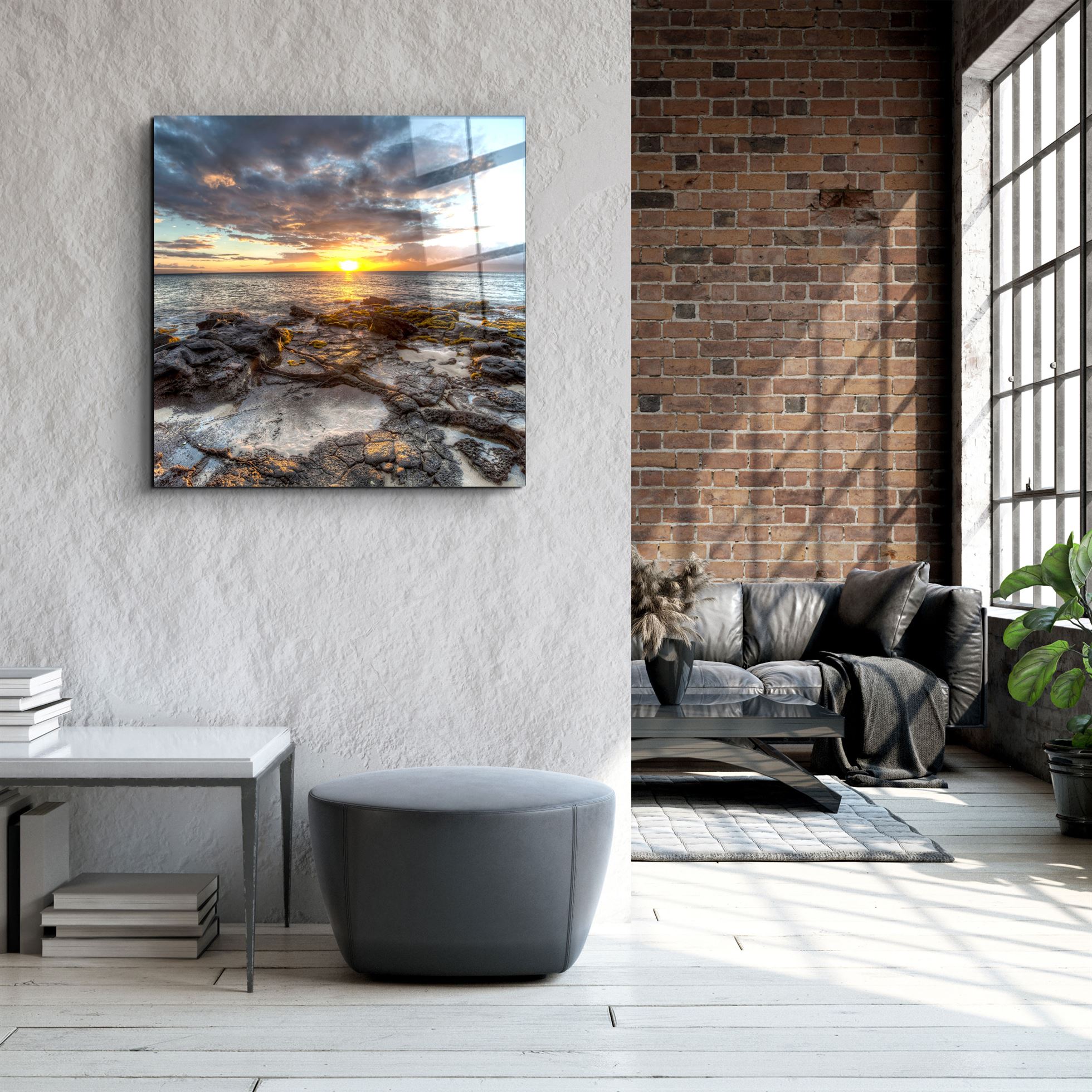 ・"Coucher de soleil sur la mer"・Art mural en verre