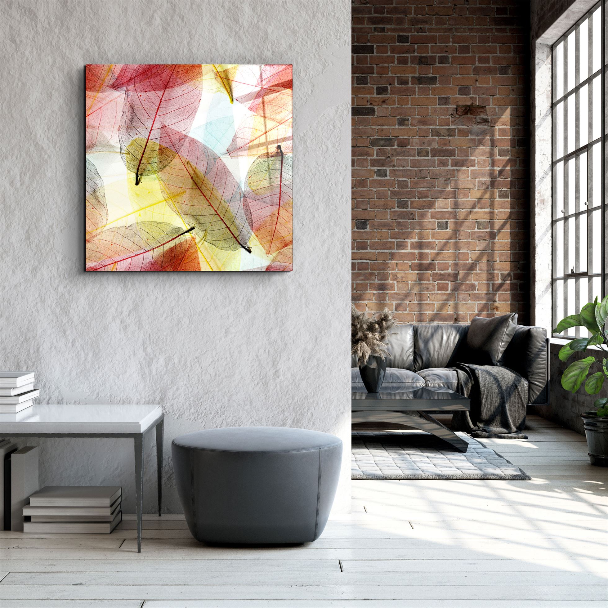 ・"Colored Leaves"・Glass Wall Art