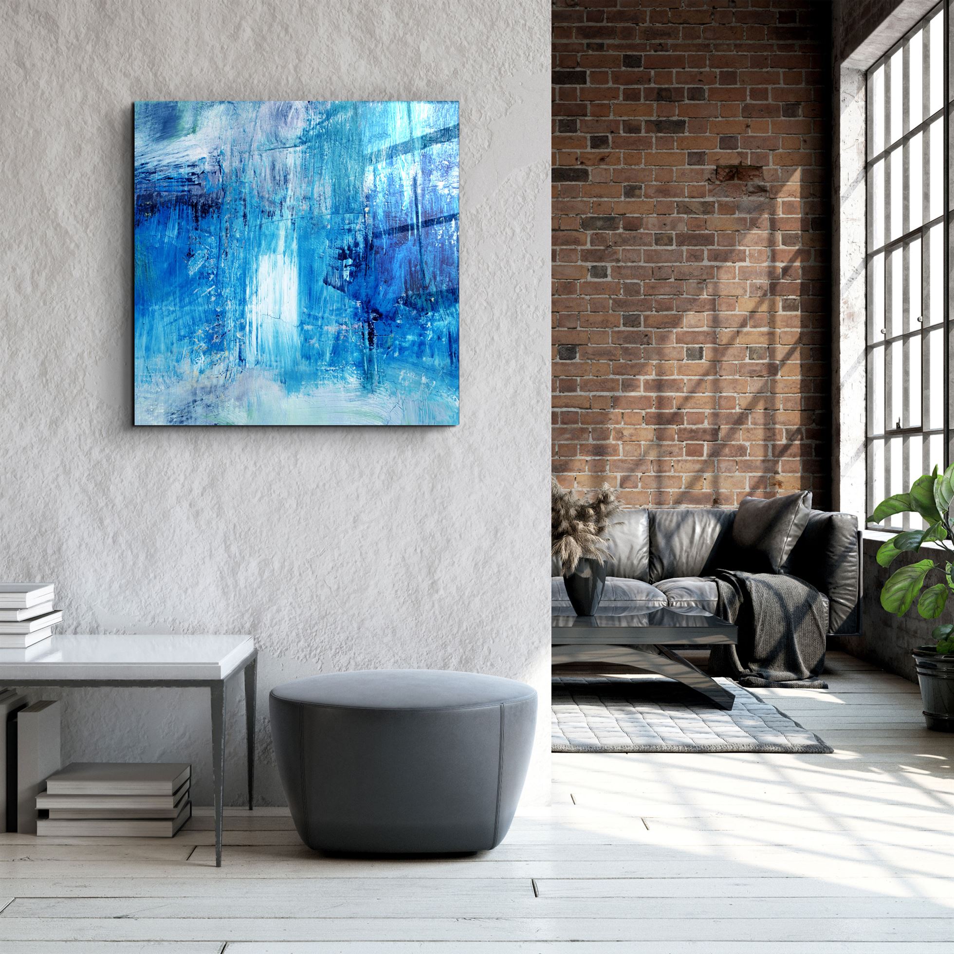 ・"Blue Fall"・Glass Wall Art