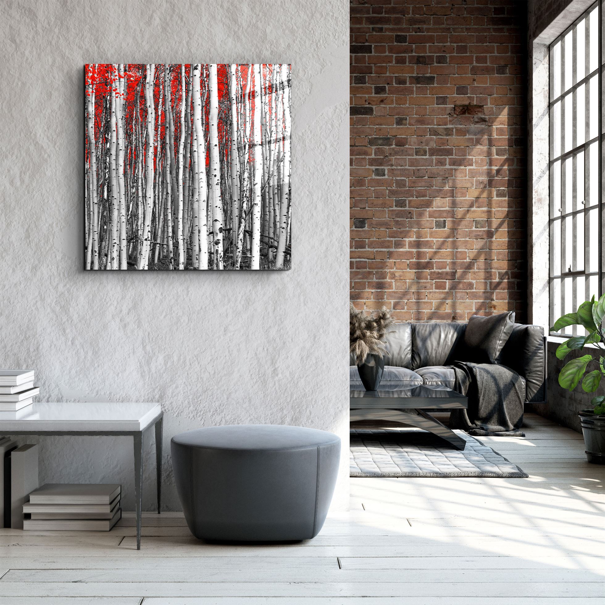 ・"Red Forest"・Glass Wall Art