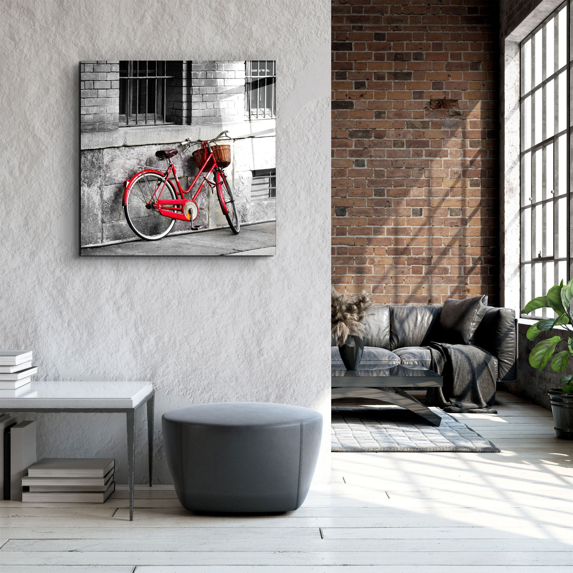 ・"Red Bicycle"・Glass Wall Art