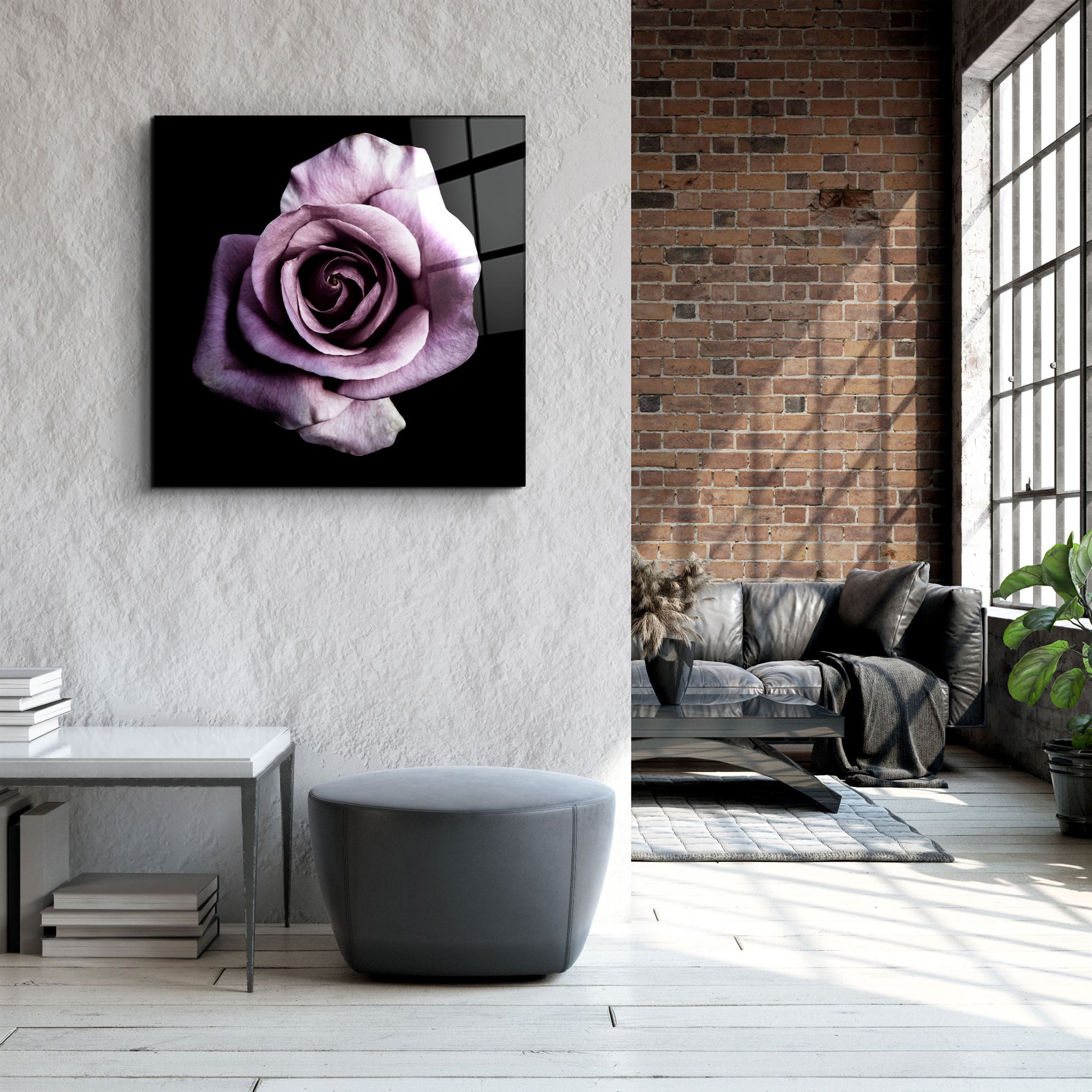 ・"Purple Rose"・Glass Wall Art