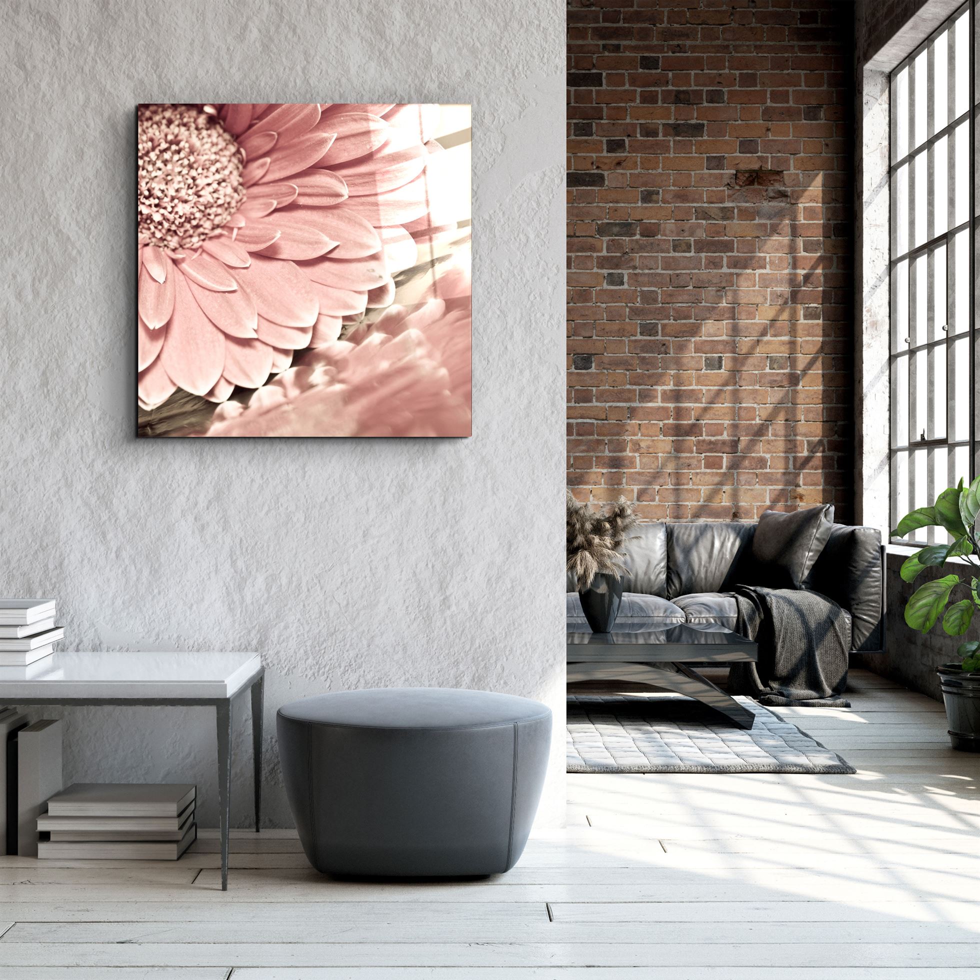 ・"Pink Flower"・Glass Wall Art