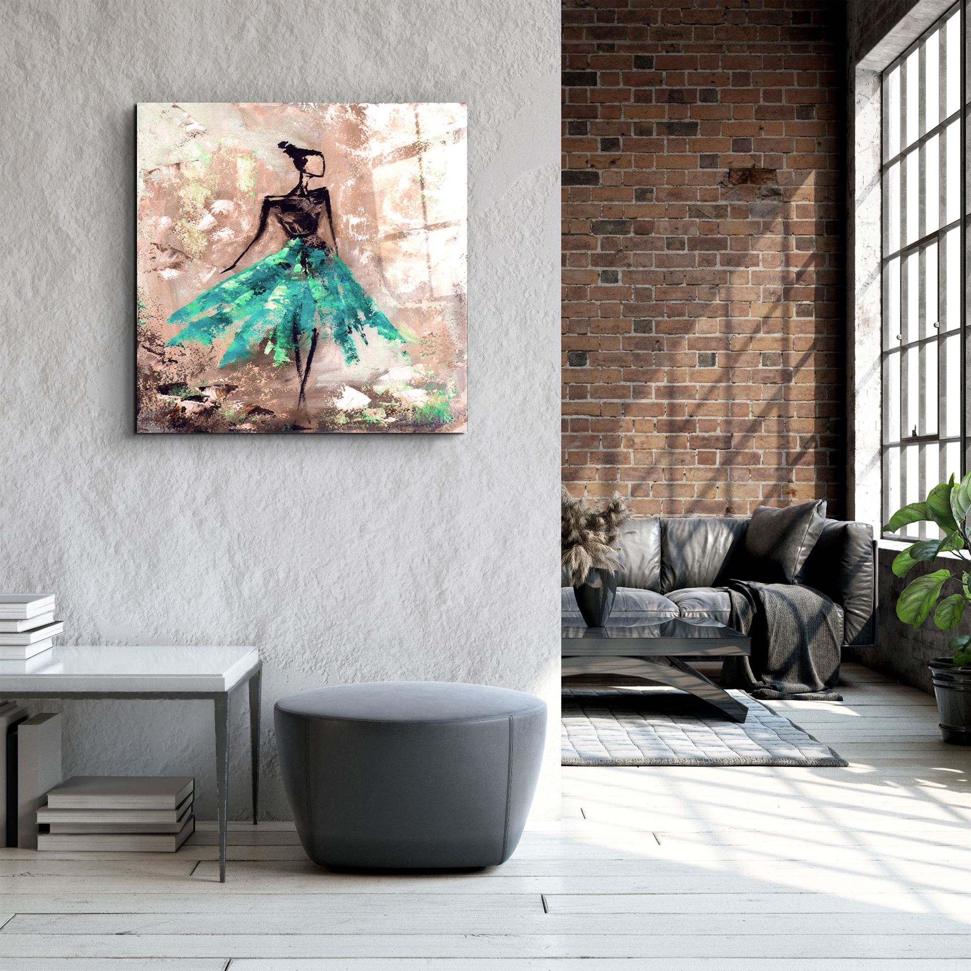 ・"Woman (Green)"・Glass Wall Art