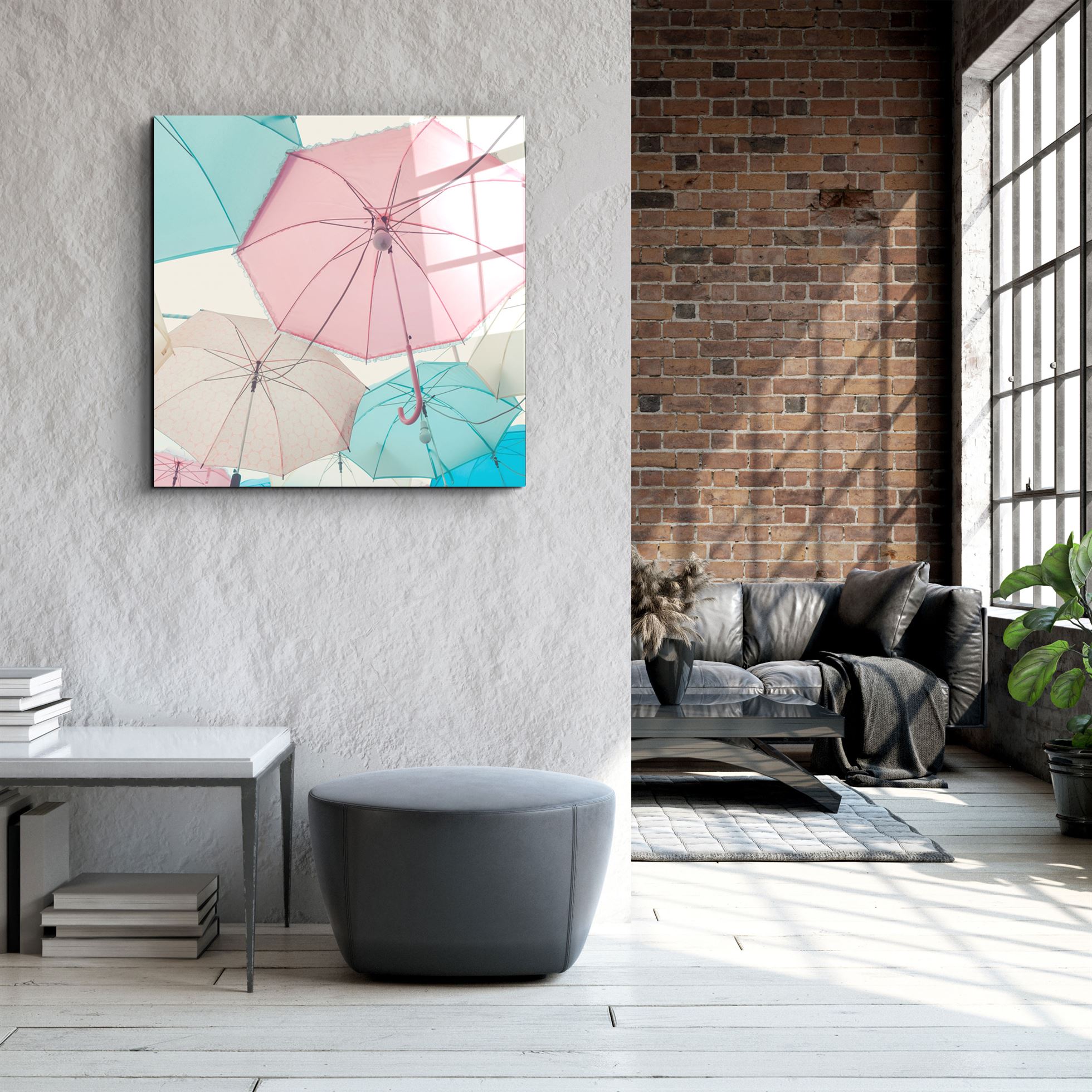 ・"Colorful Umbrellas"・Glass Wall Art