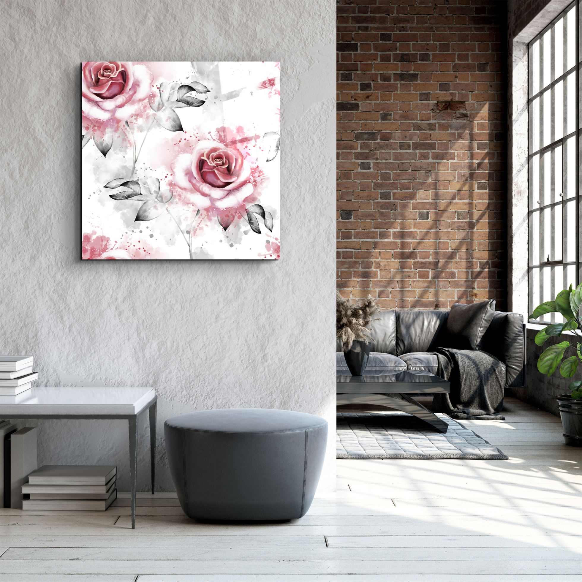 ・"Pink rose"・Glass Wall Art