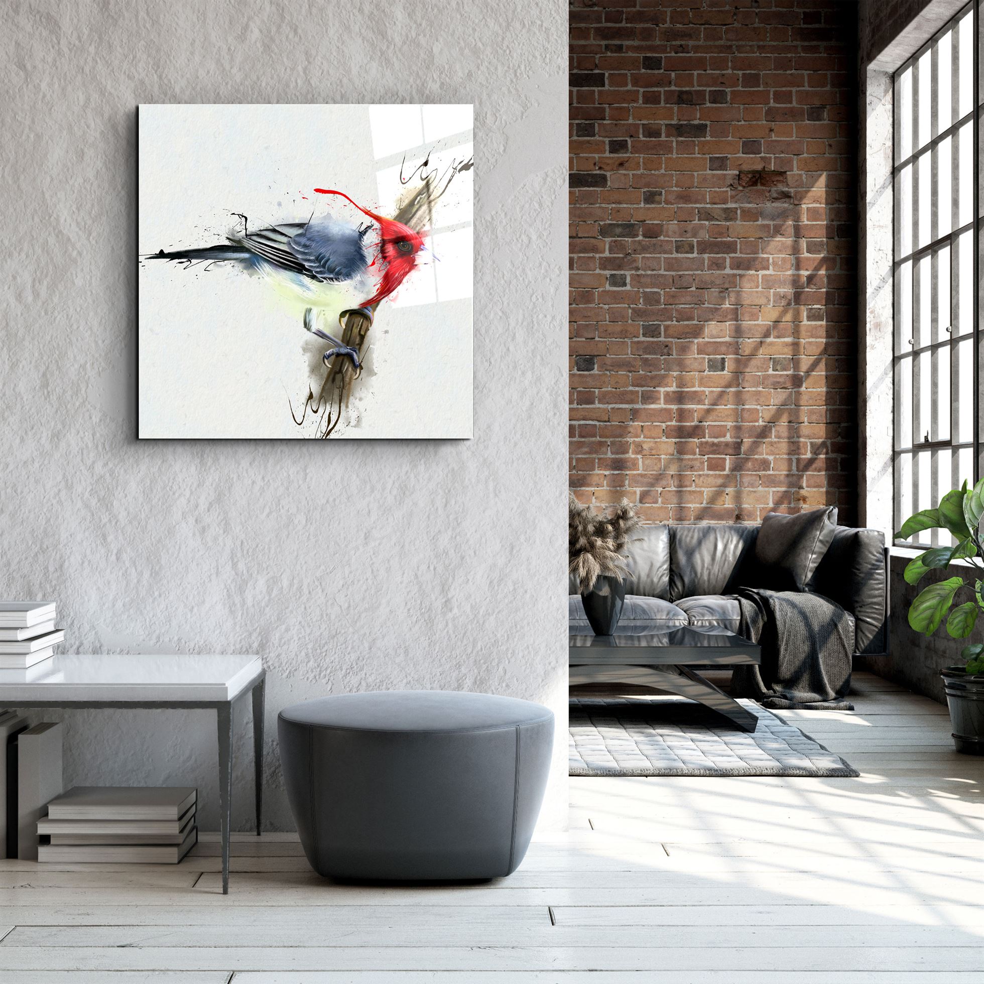 ・"Oiseau rouge"・Art mural en verre