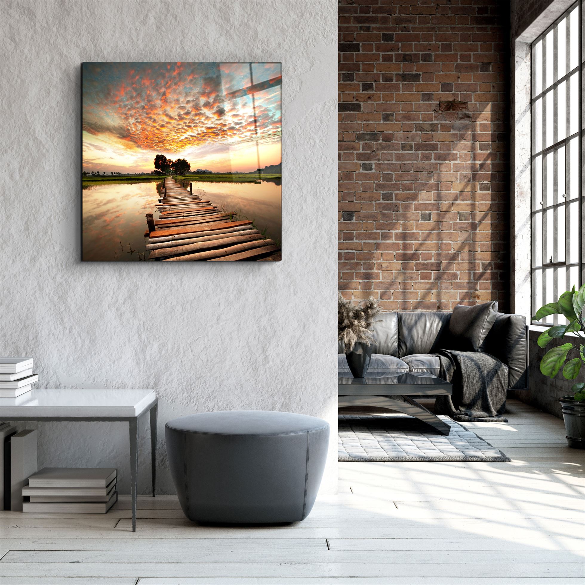 ・"Dock et paysage"・Art mural en verre