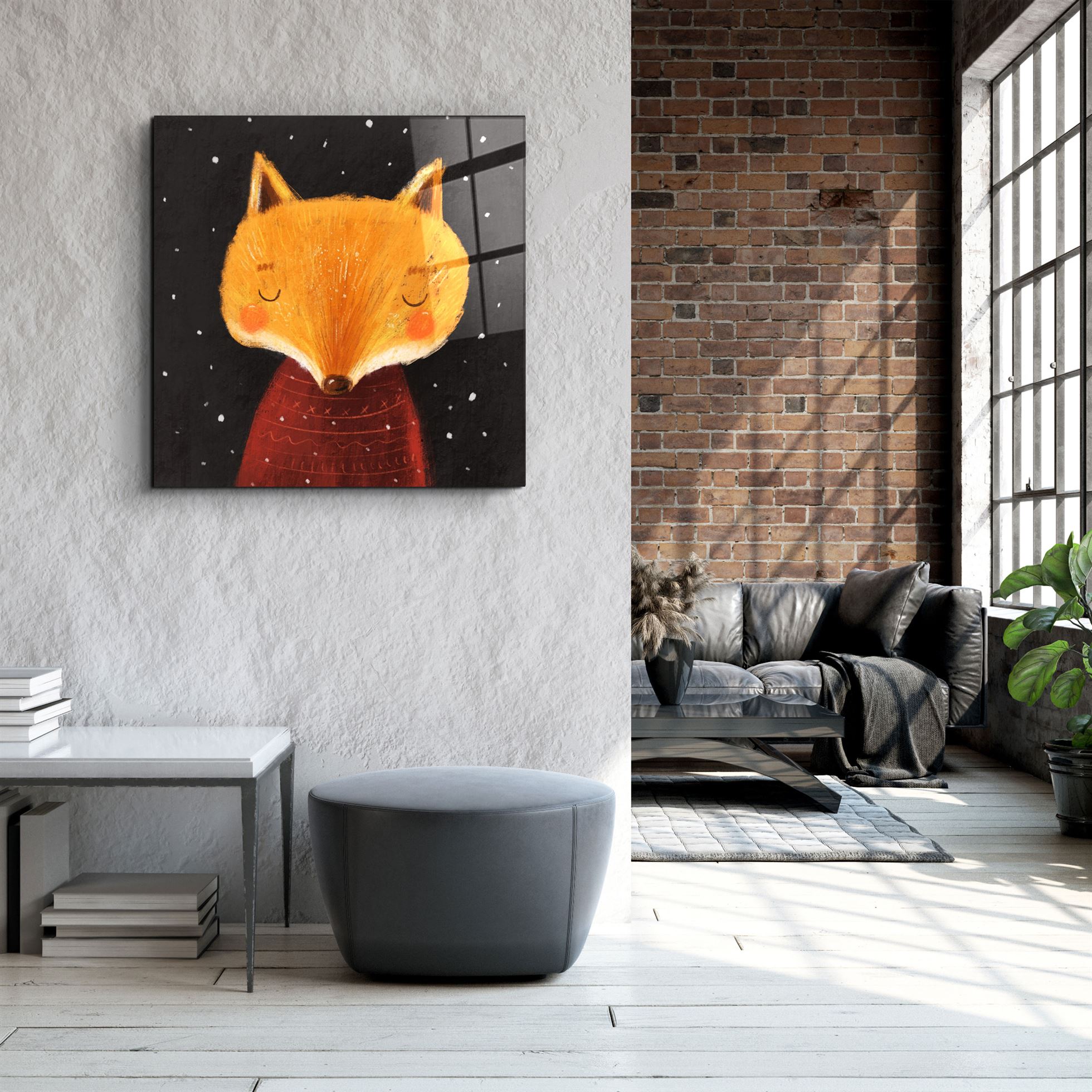 ・"Cute Fox"・Glass Wall Art