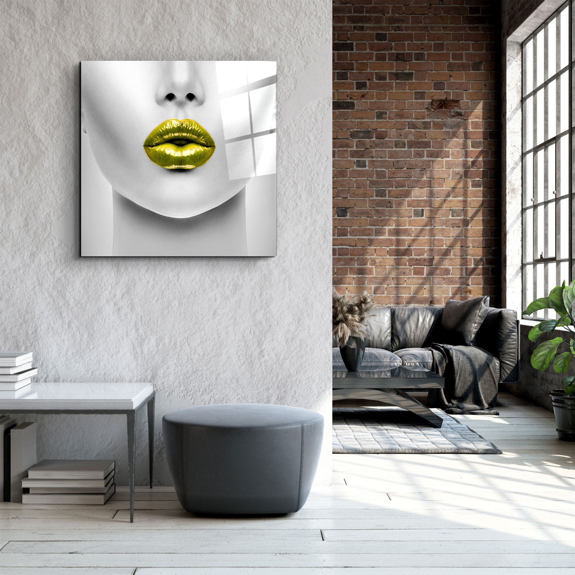 ・"Yellow Lips"・Glass Wall Art