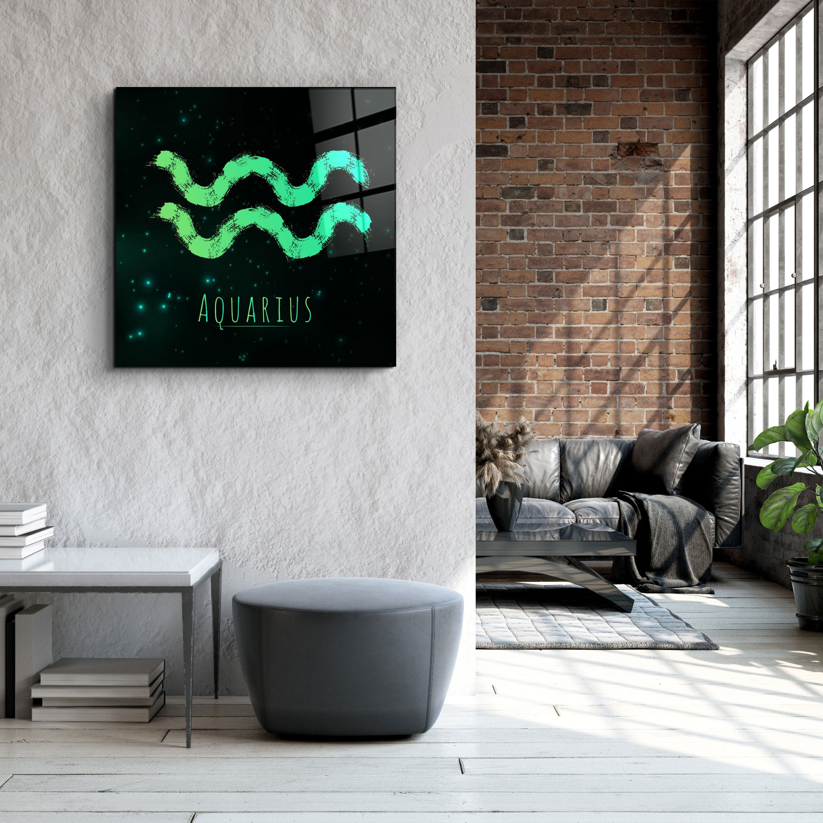 ."Zodiac V2 - Aquarius". Glass Wall Art