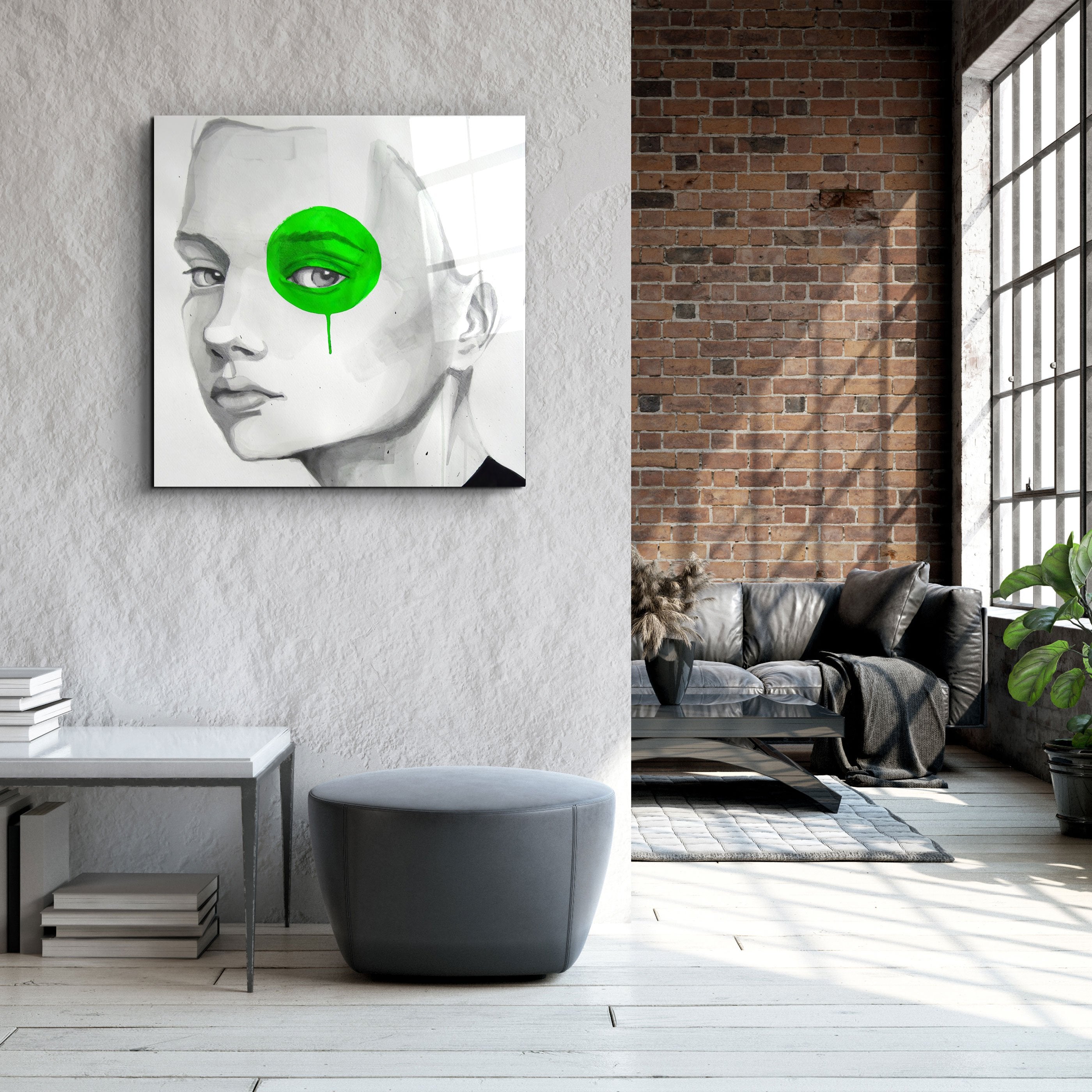 ・« Oeil vert »・Art mural en verre