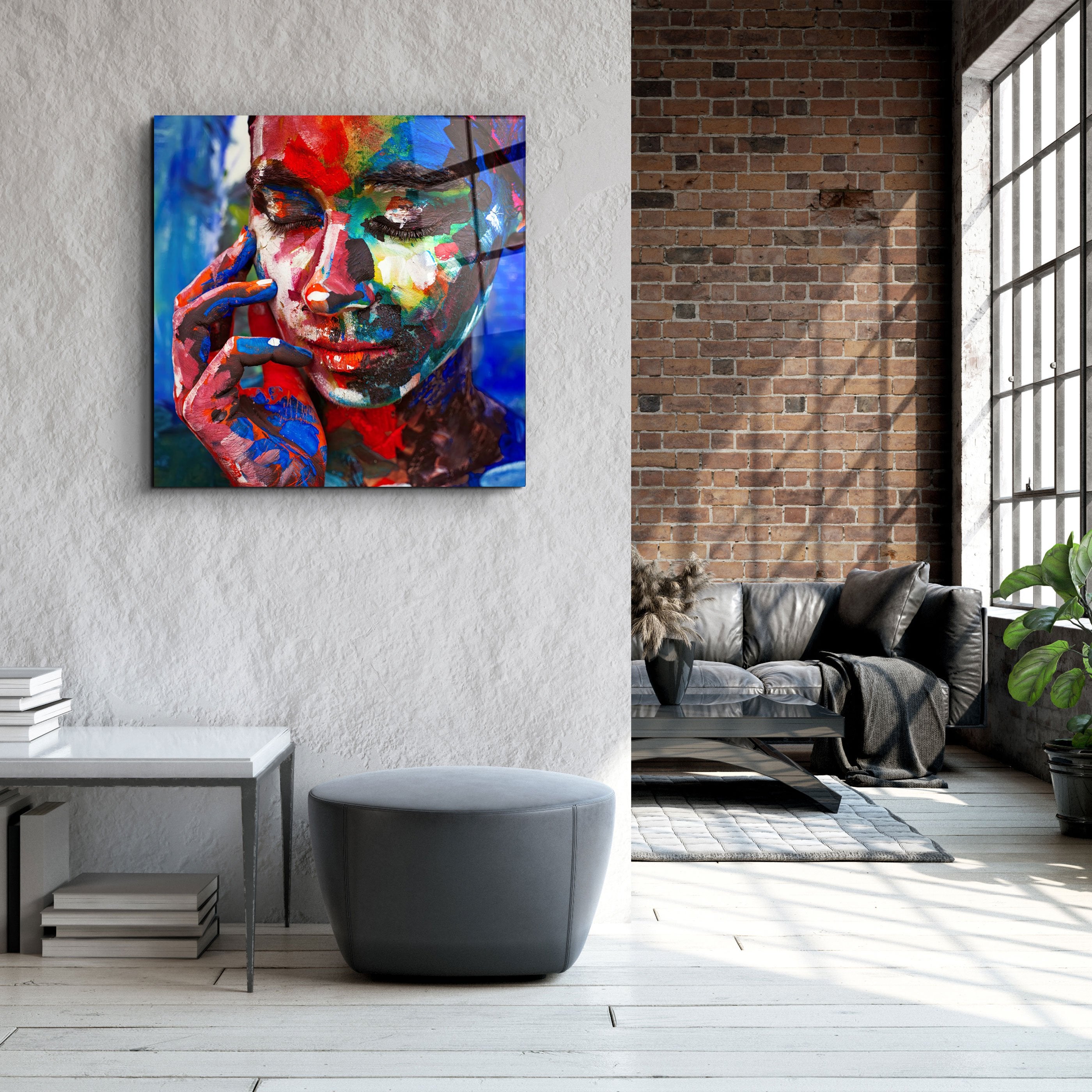 ・"Abstract Colors Woman Portrait"・Glass Wall Art
