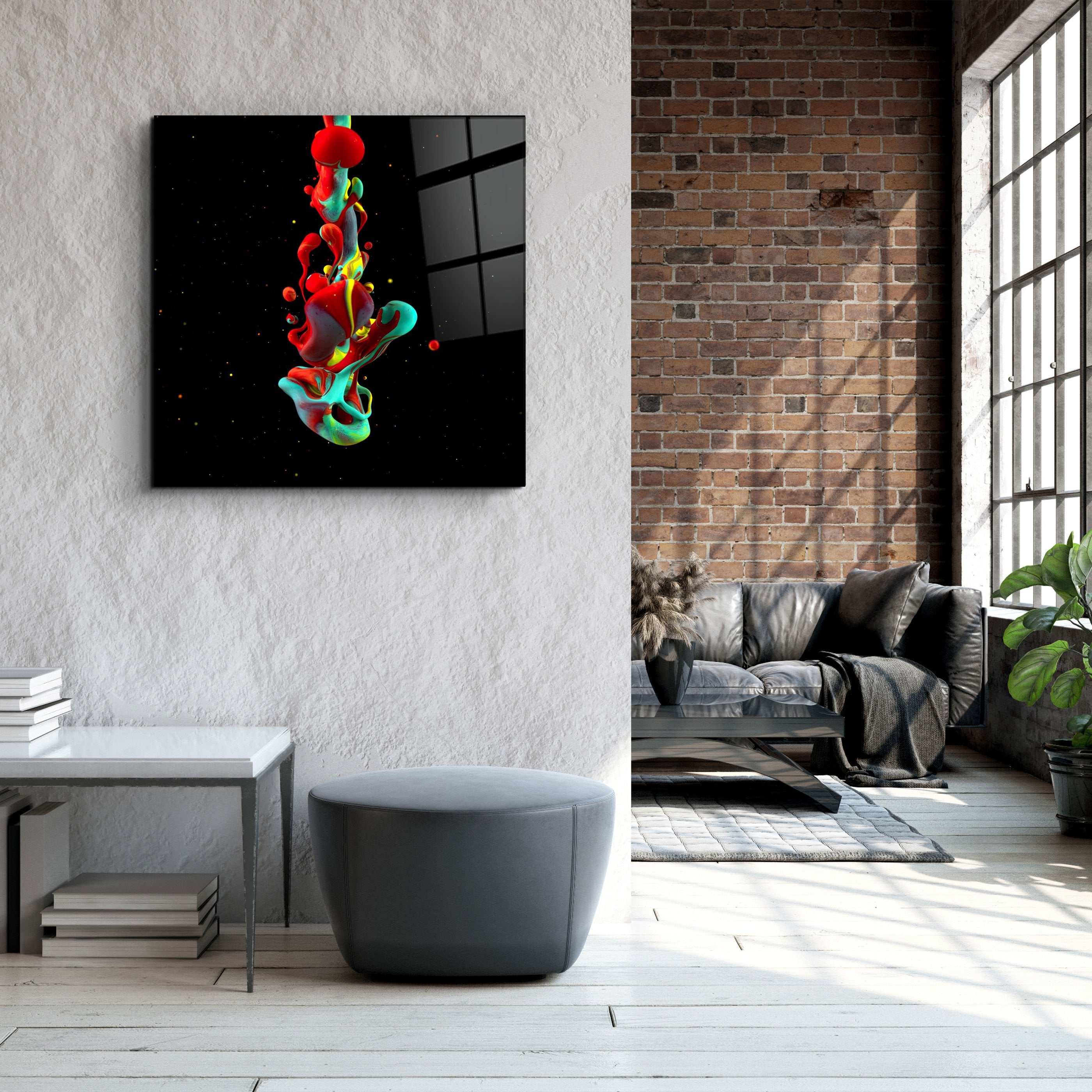 ・"Abstract Colorful Paint"・Glass Wall Art