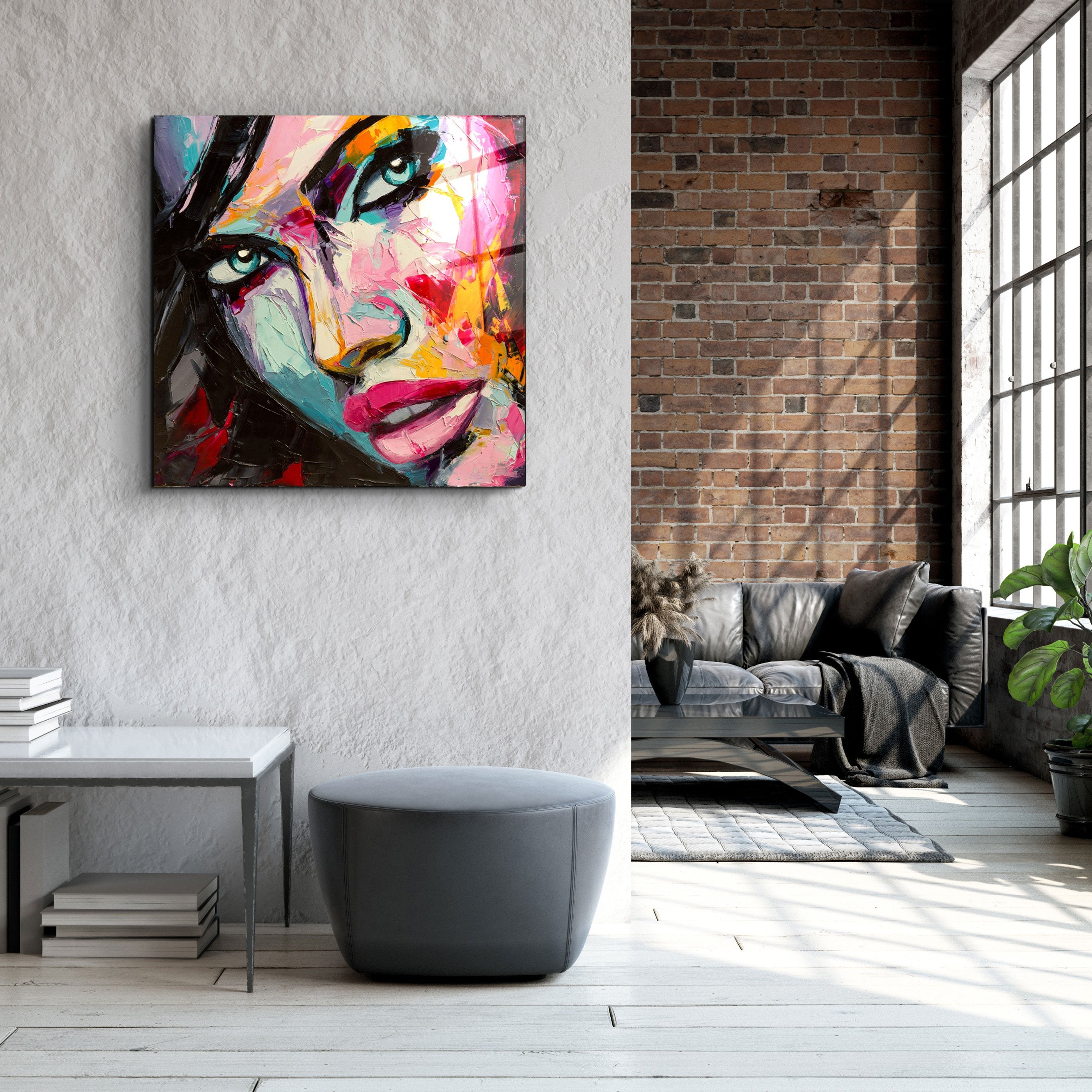 ・"Portrait de femme abstrait V2"・Art mural en verre