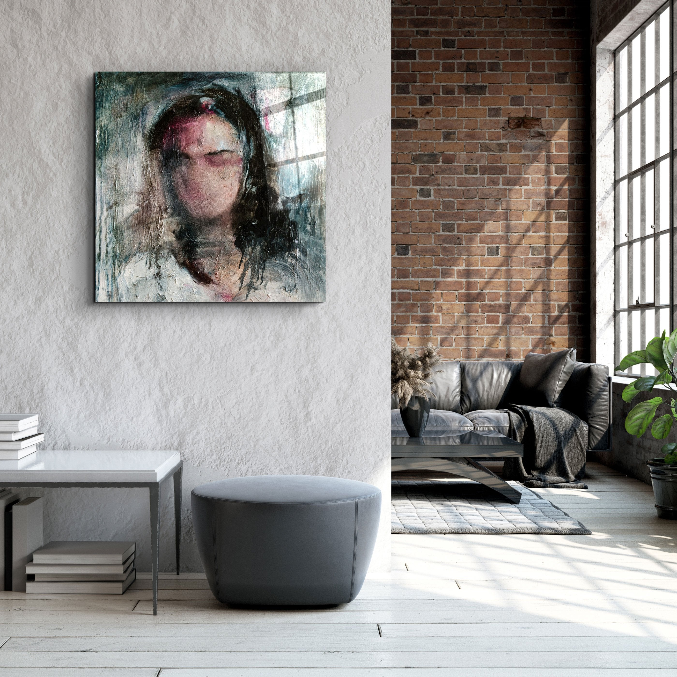 ・"Abstract Woman Oil Painting"・Glass Wall Art