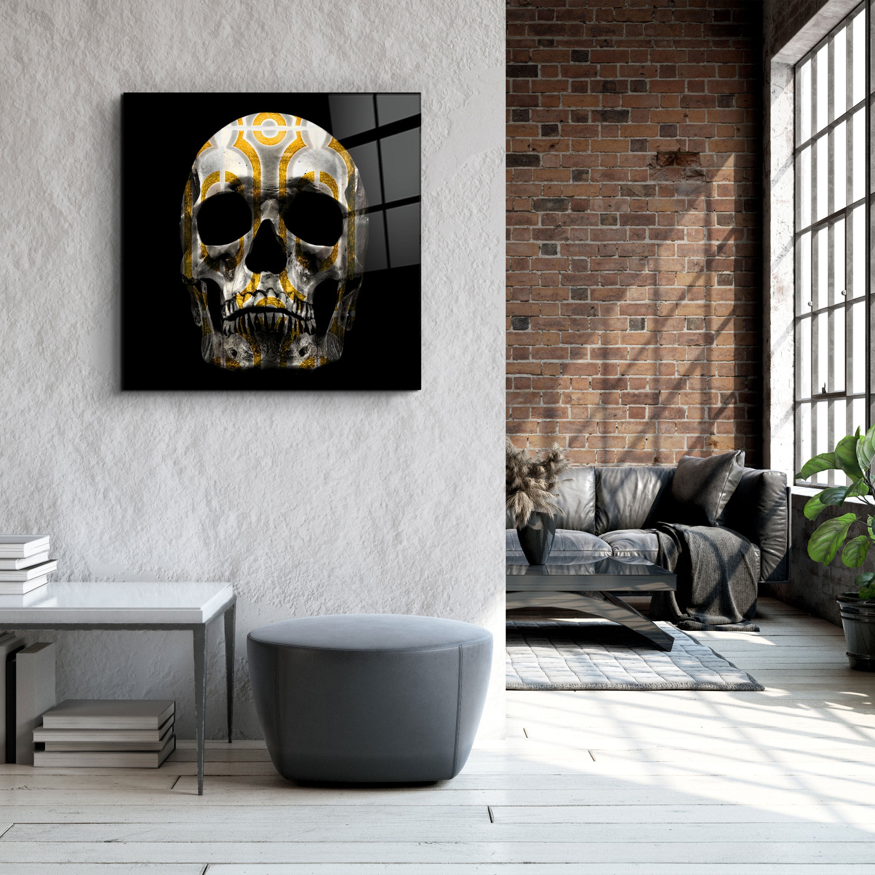 ・"Abstract Skull"・Glass Wall Art