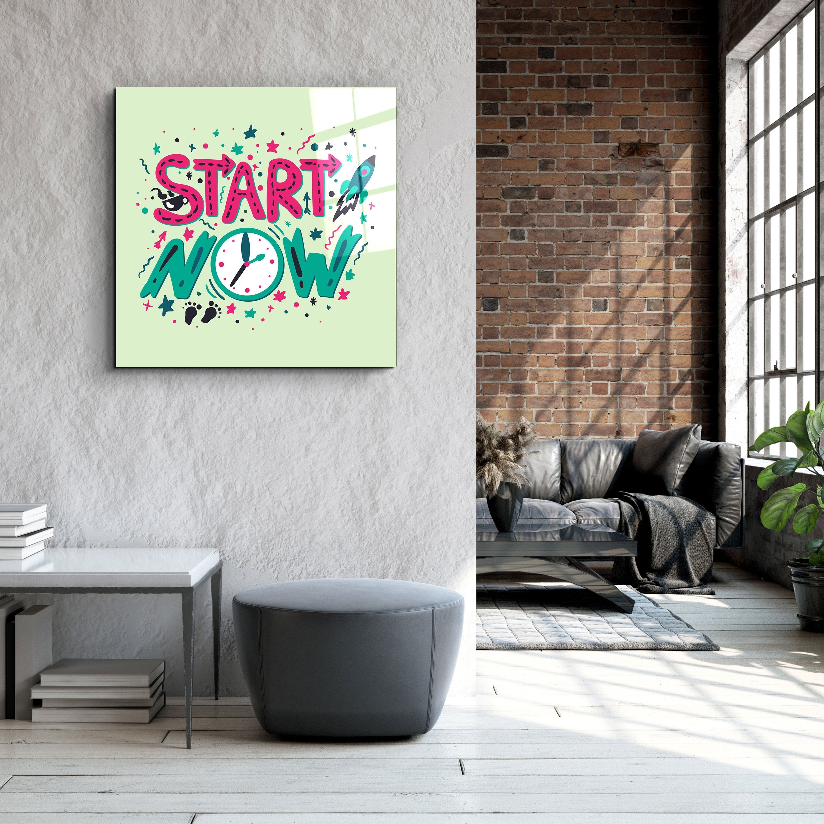 ・"Start Now"・Glass Wall Art