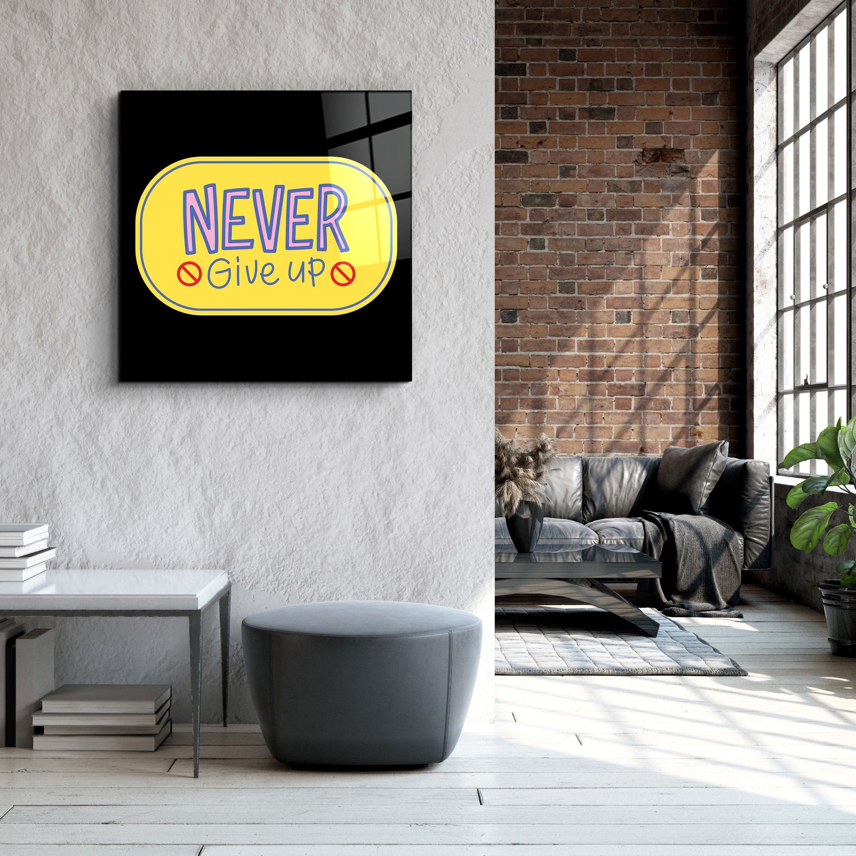 ・"Never Give Up2"・Glass Wall Art