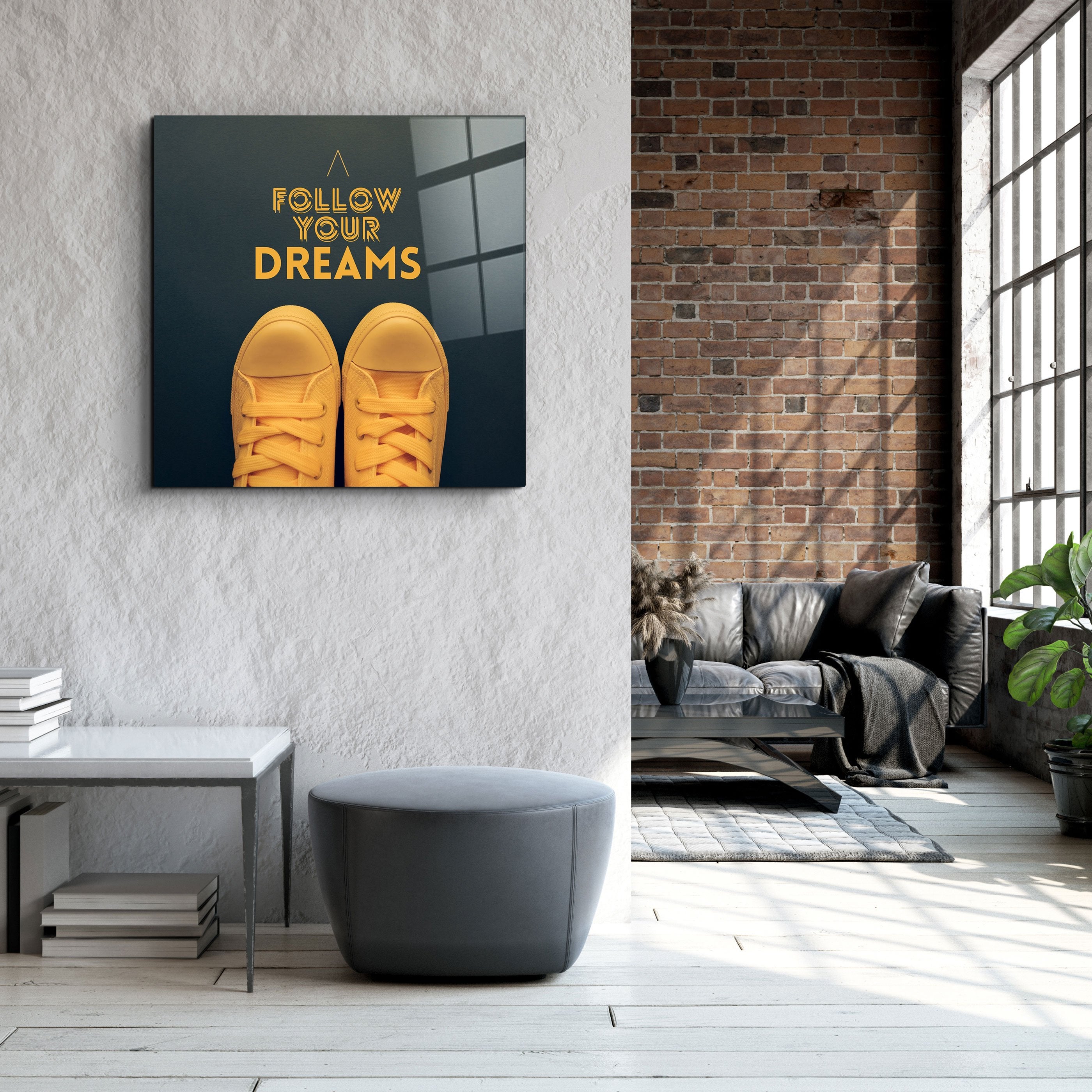 ・"Follow Your Dreams"・Glass Wall Art