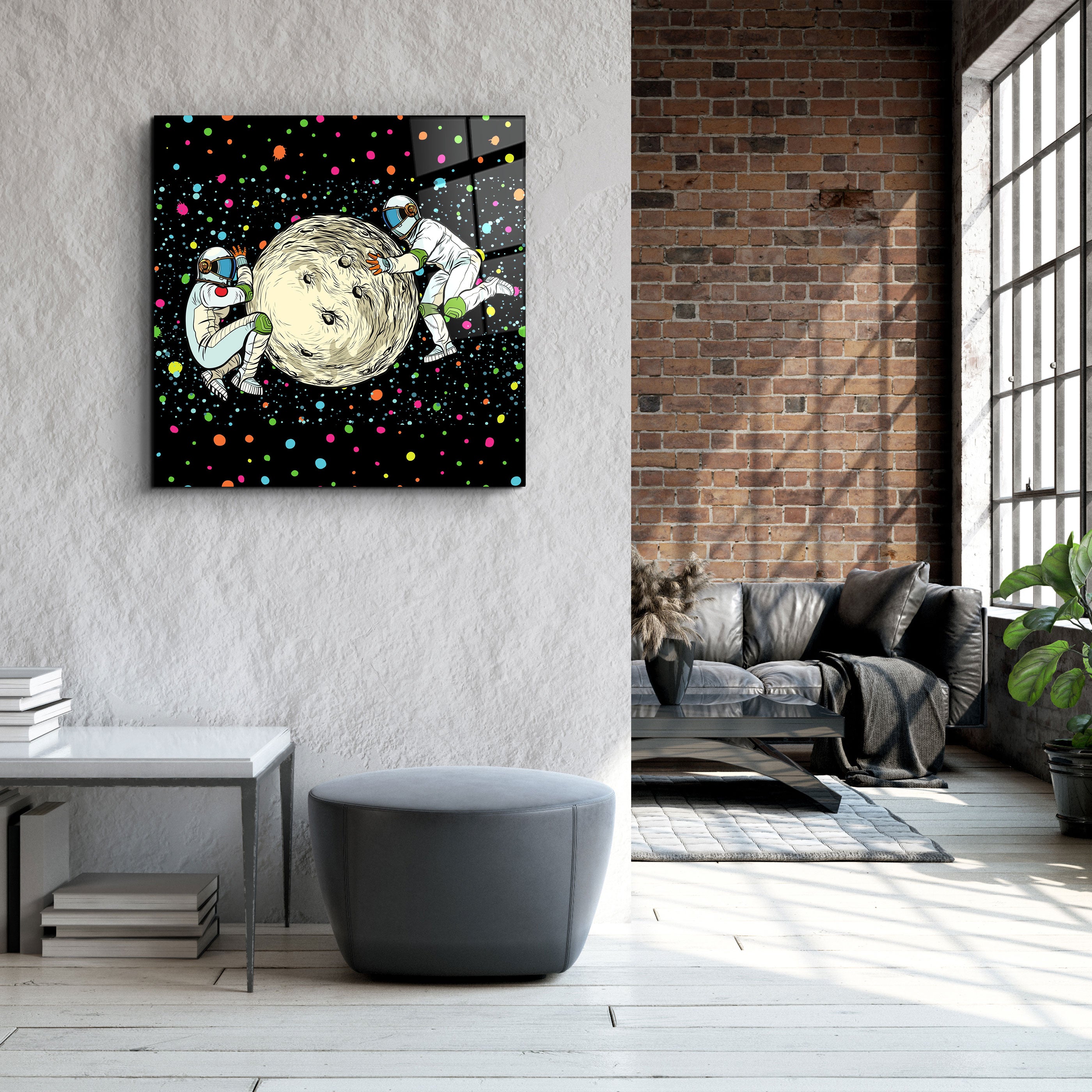 ・"Pushing A Planet"・Glass Wall Art