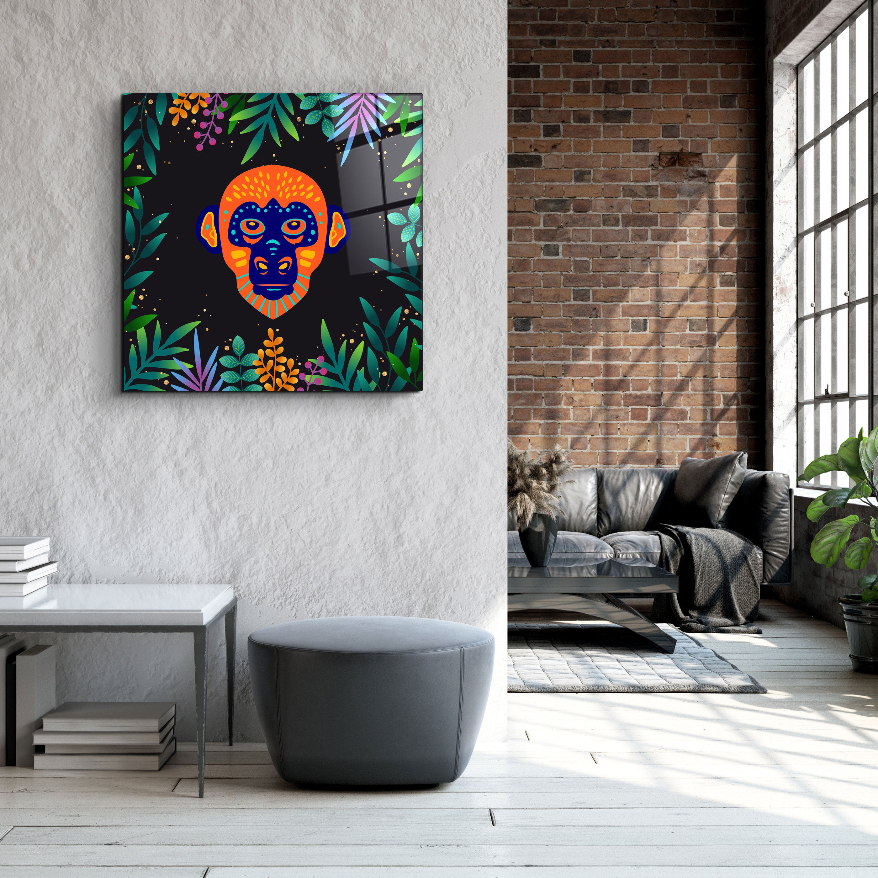 ・"Animal Republic-Monkey"・Designers Collection Glass Wall Art