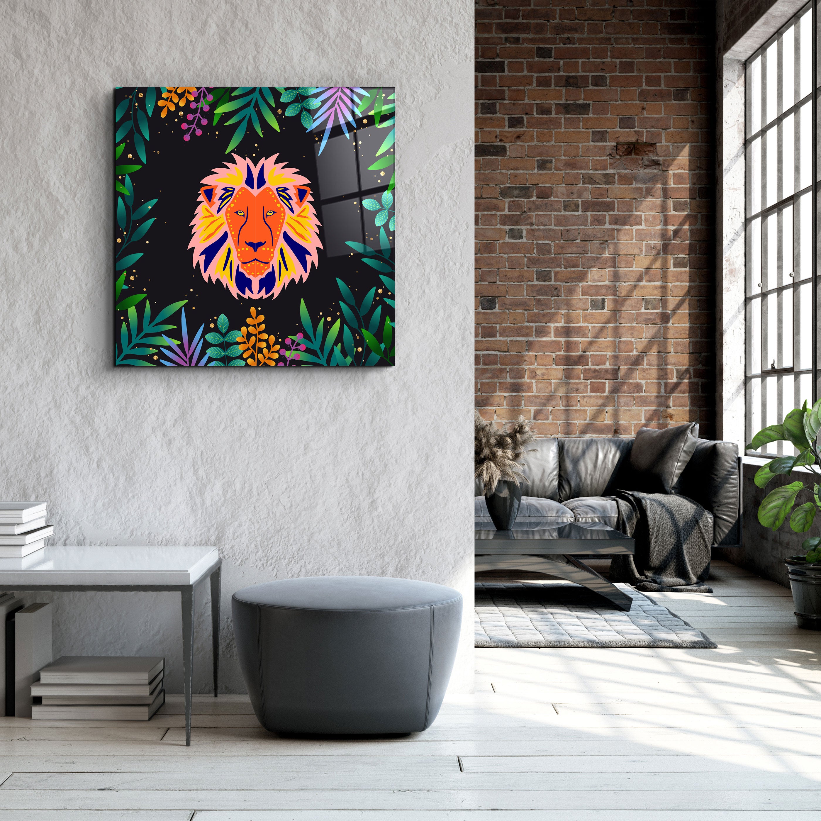 ・"Animal Republic-Lion"・Art mural en verre de la collection Designers