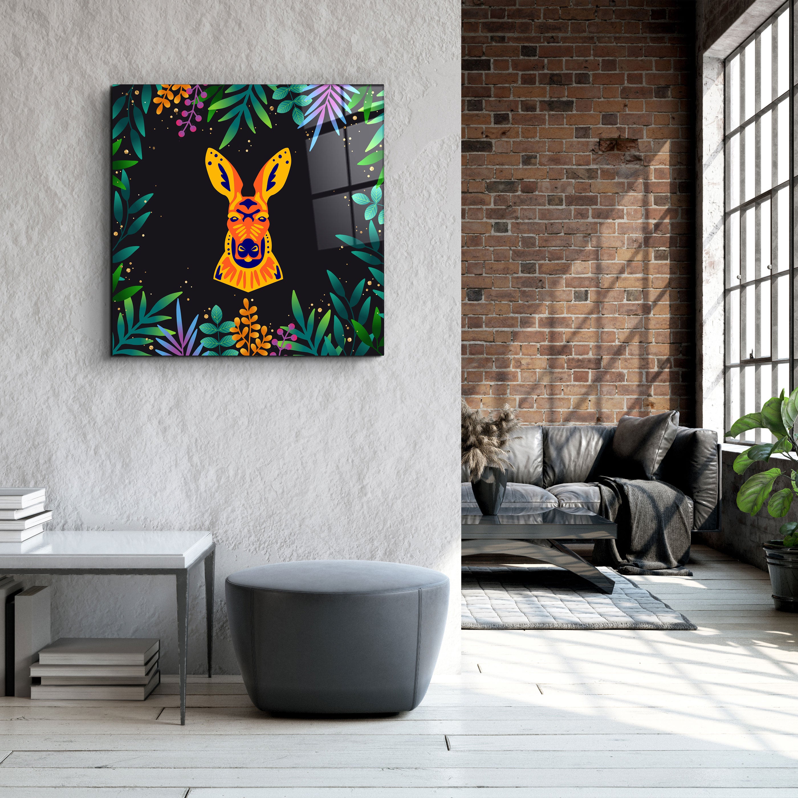 ・"Animal Republic-Kangaroo"・Designers Collection Glass Wall Art