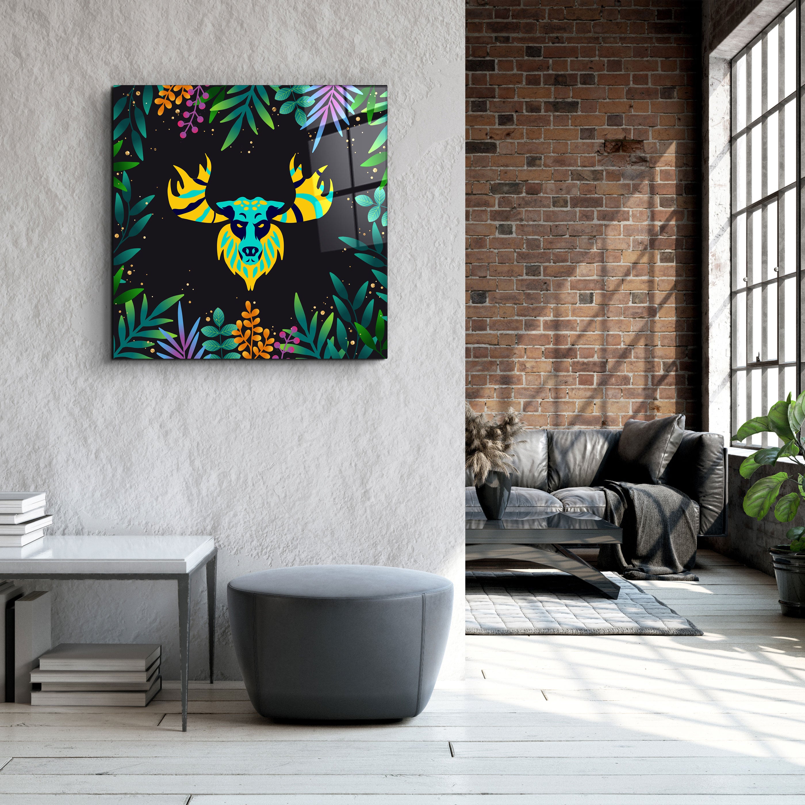 ・"Animal Republic-Deer"・Designers Collection Glass Wall Art