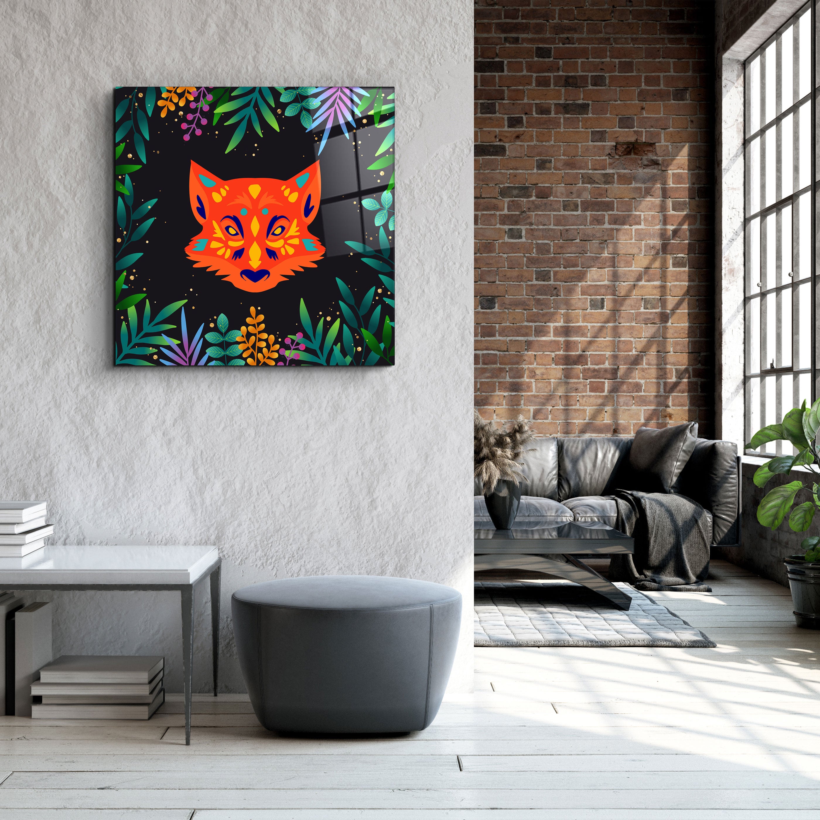 ・"Animal Republic-Fox"・Art mural en verre de la collection Designers