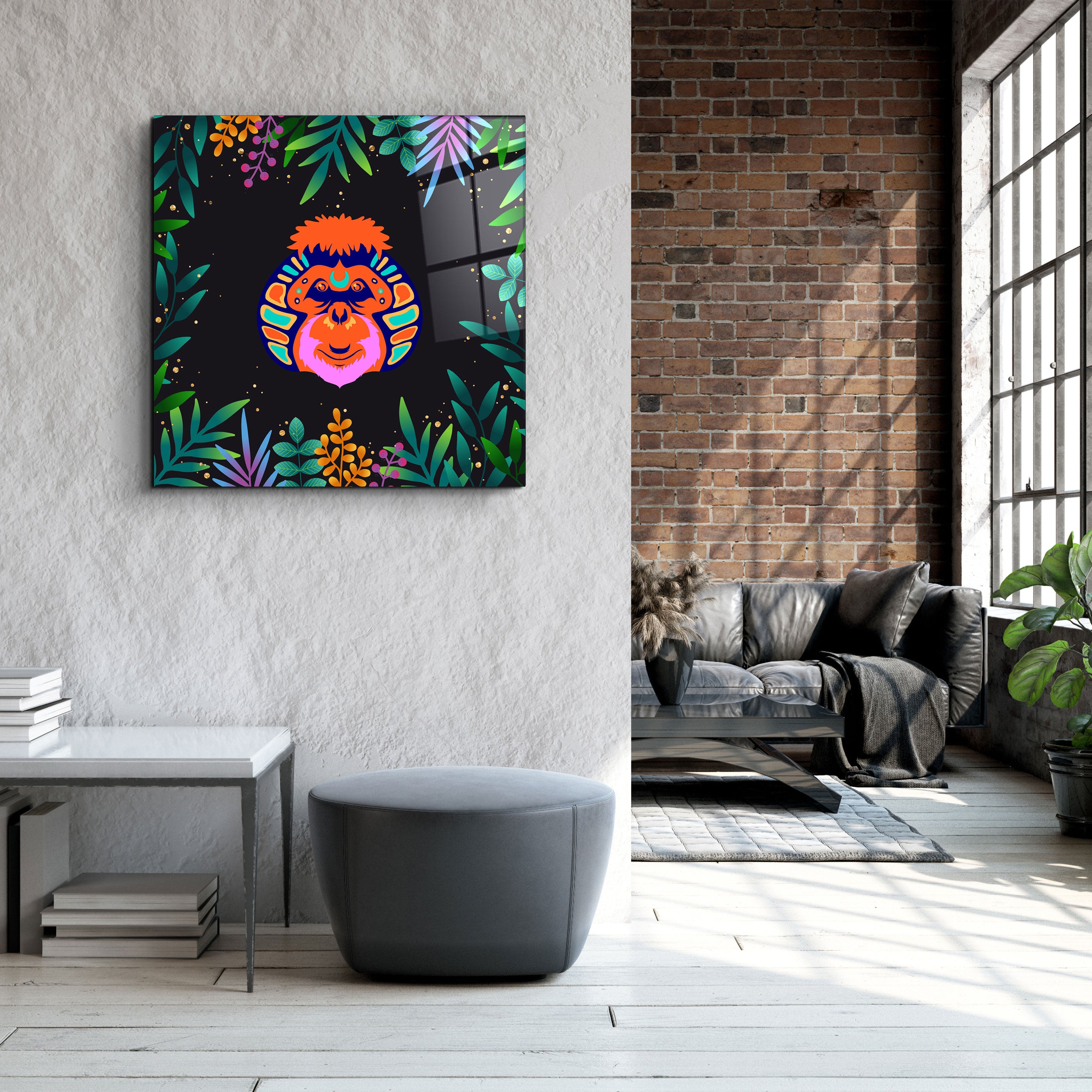 ・"Animal Republic-Orang-outan"・Art mural en verre de la collection Designers