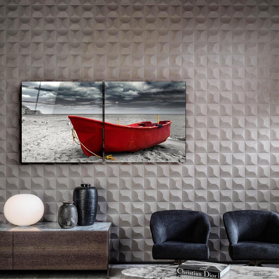 ・"Red Boat - Duo"・Glass Wall Art