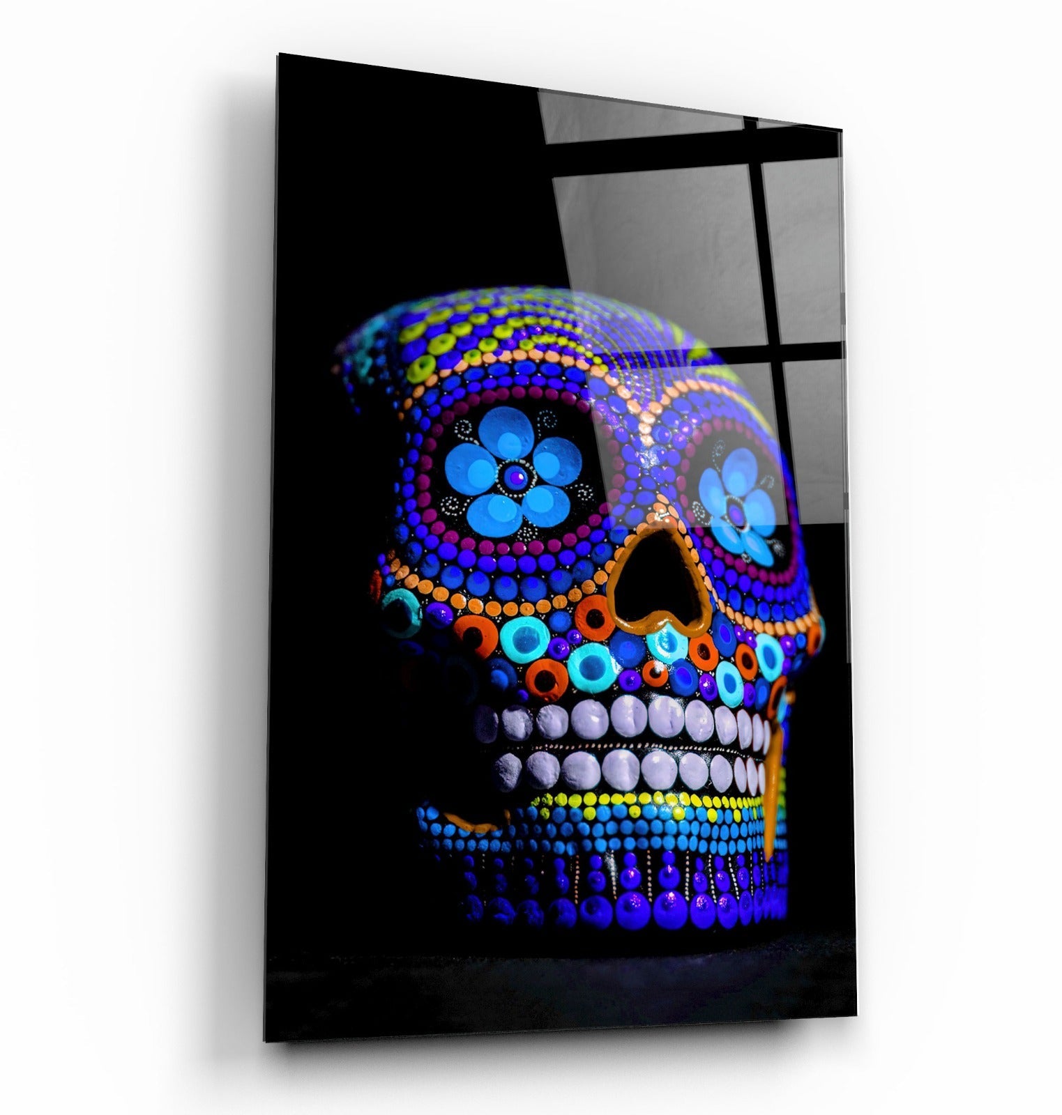 ・"Sugar Skull -Mexican Skull V2"・Designers Collection Glass Wall Art