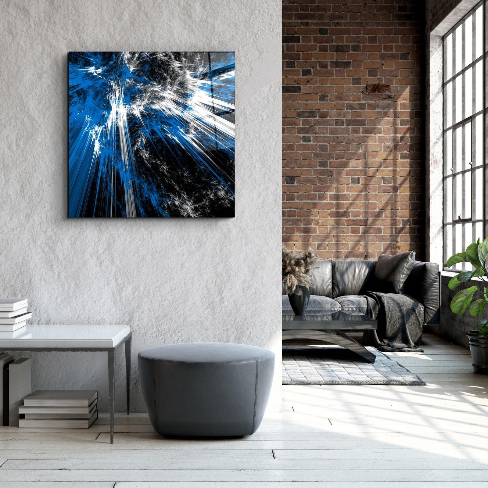 ・« Explosion bleue »・Art mural en verre