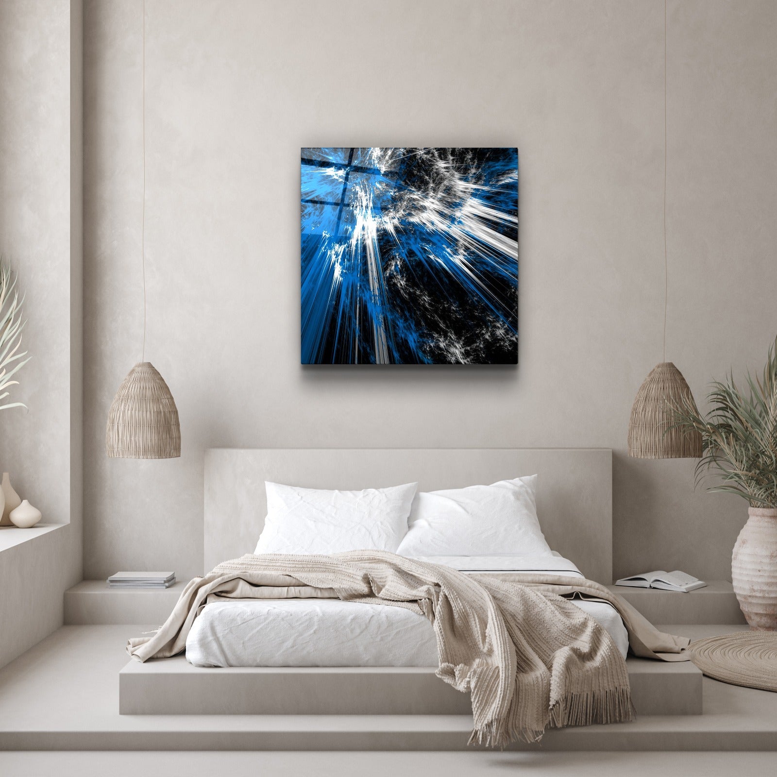 ・« Explosion bleue »・Art mural en verre