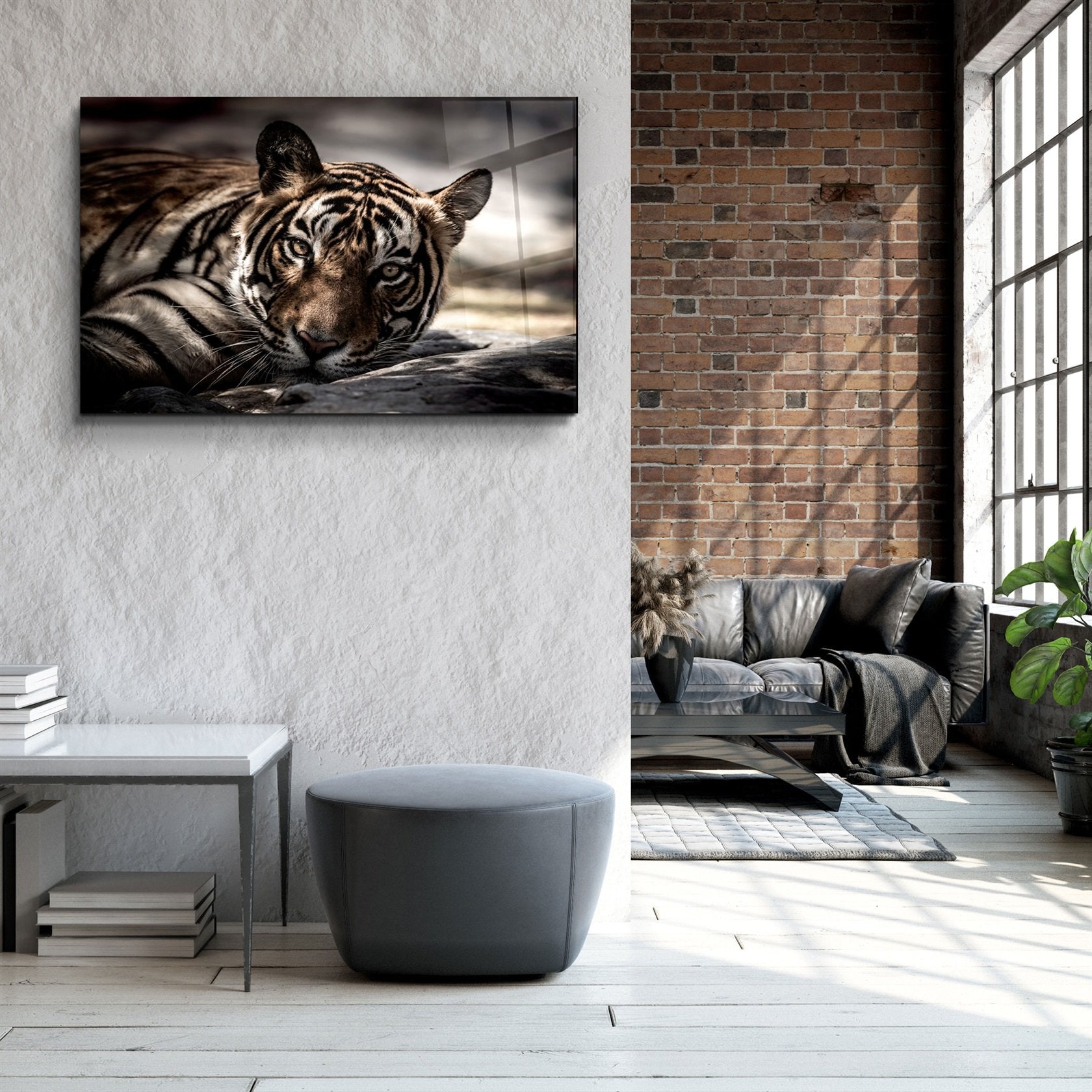 ・"Tigre fatigué"・Art mural en verre