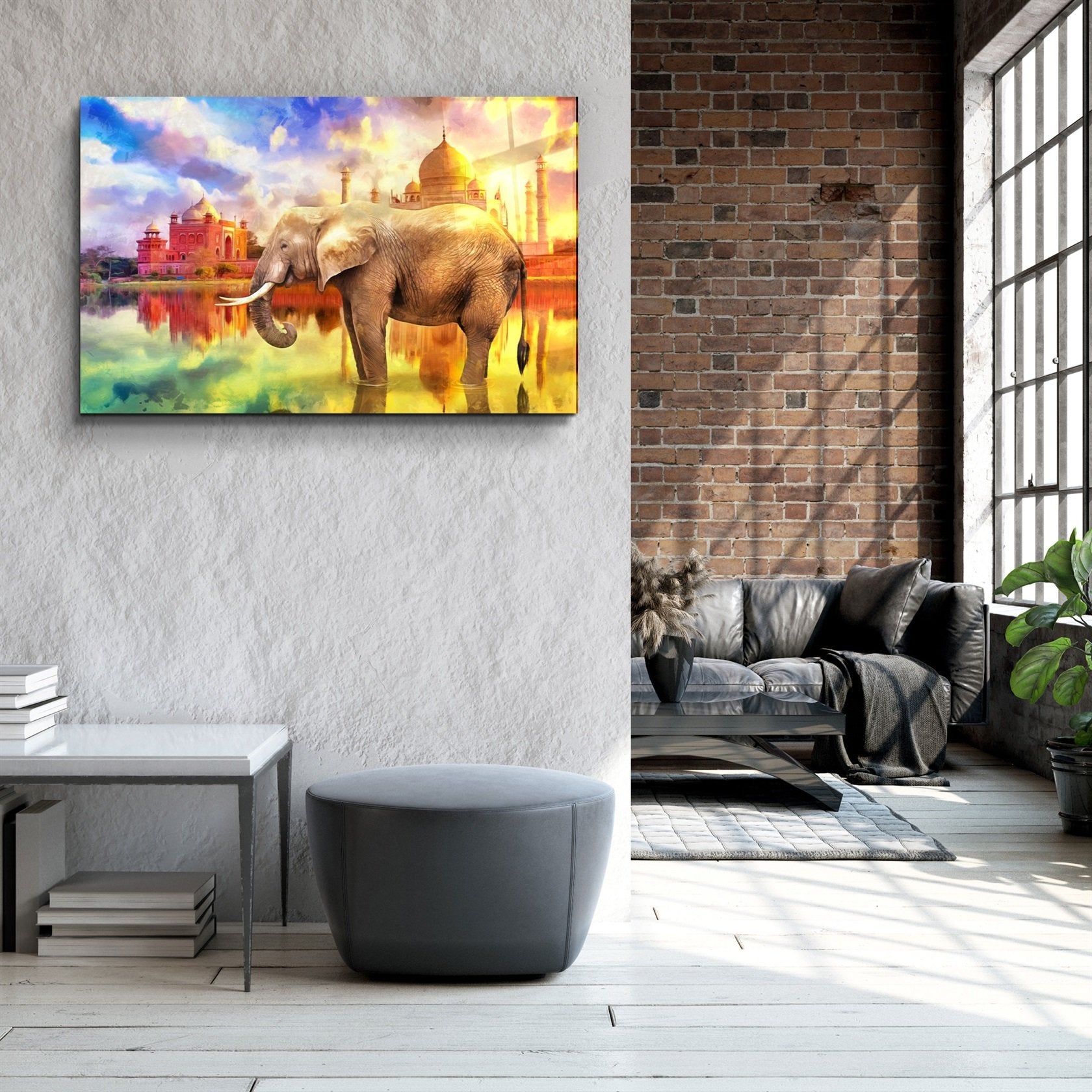 ・"Abstract Elephant"・Glass Wall Art