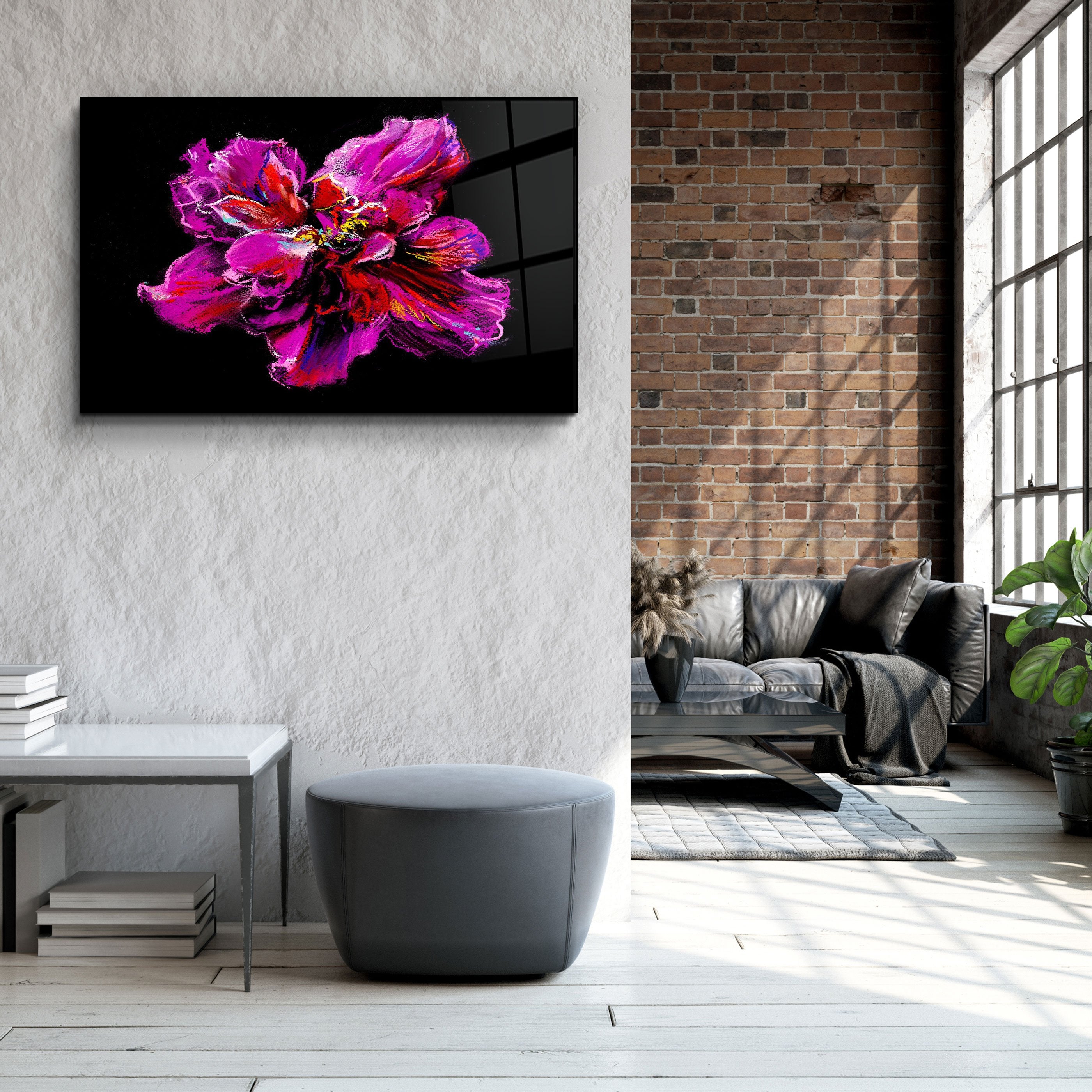 ・"Fleur violette"・Art mural en verre