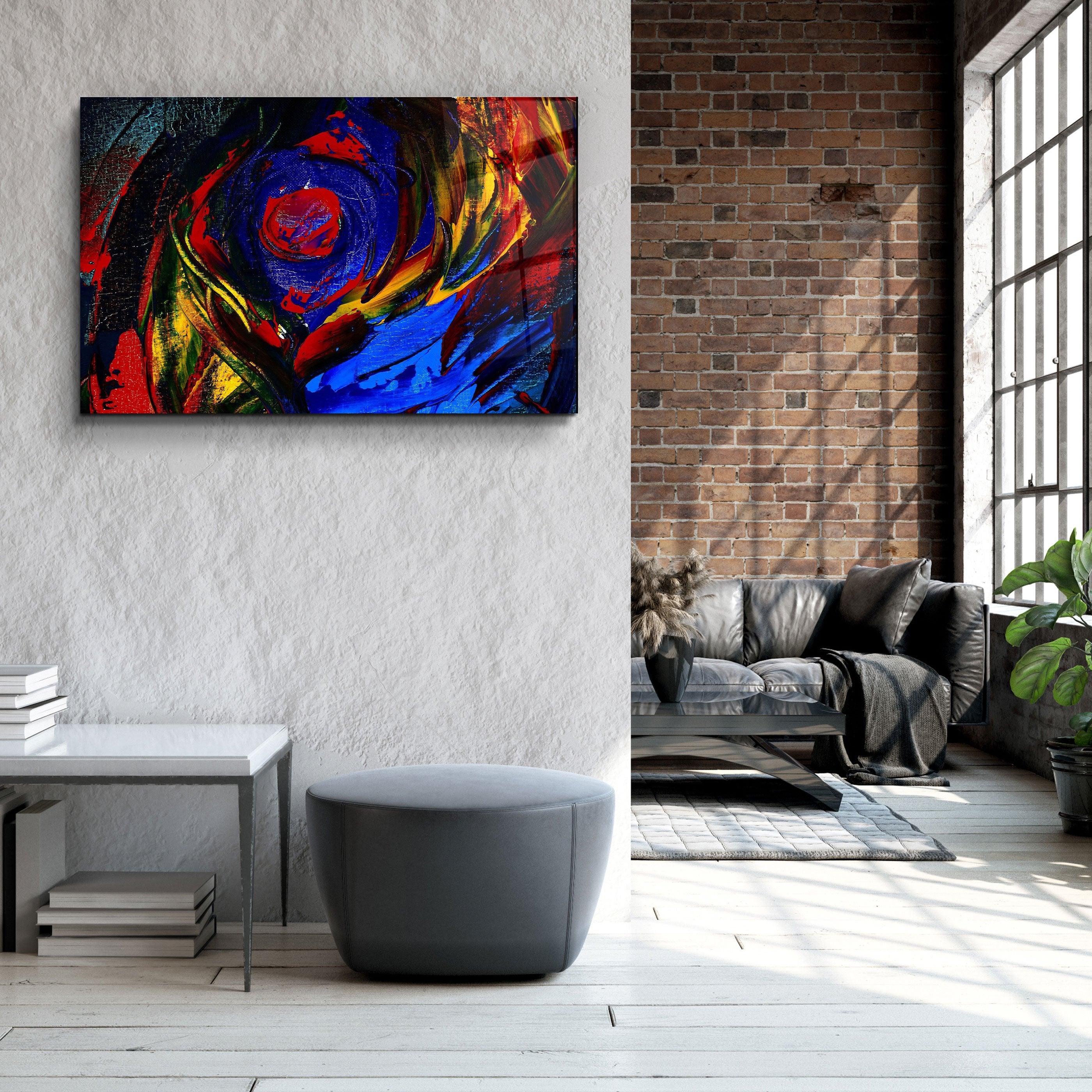 ・"Abstract Colorful Shapes"・Glass Wall Art