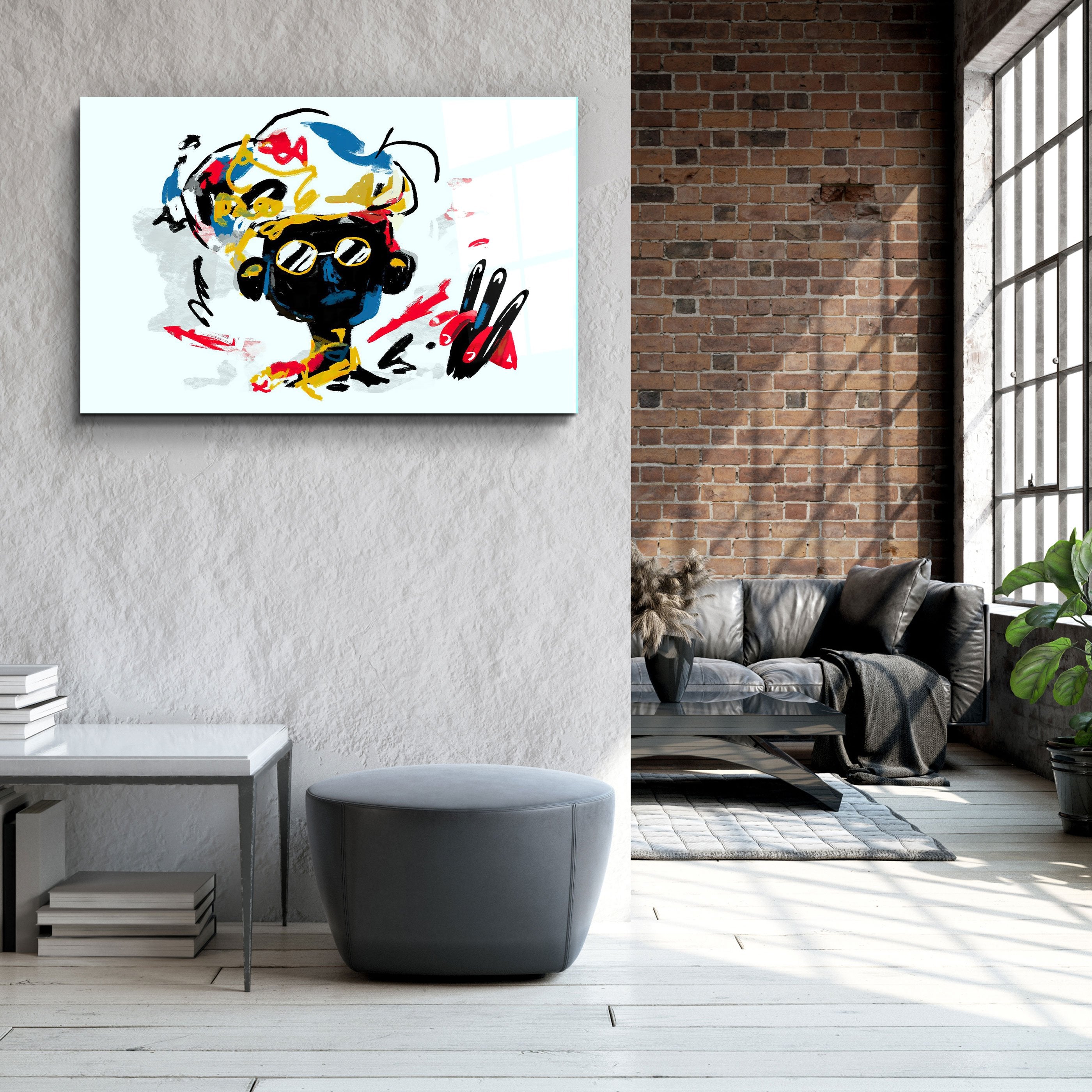 ・"Abstract Colorful Kid"・Glass Wall Art