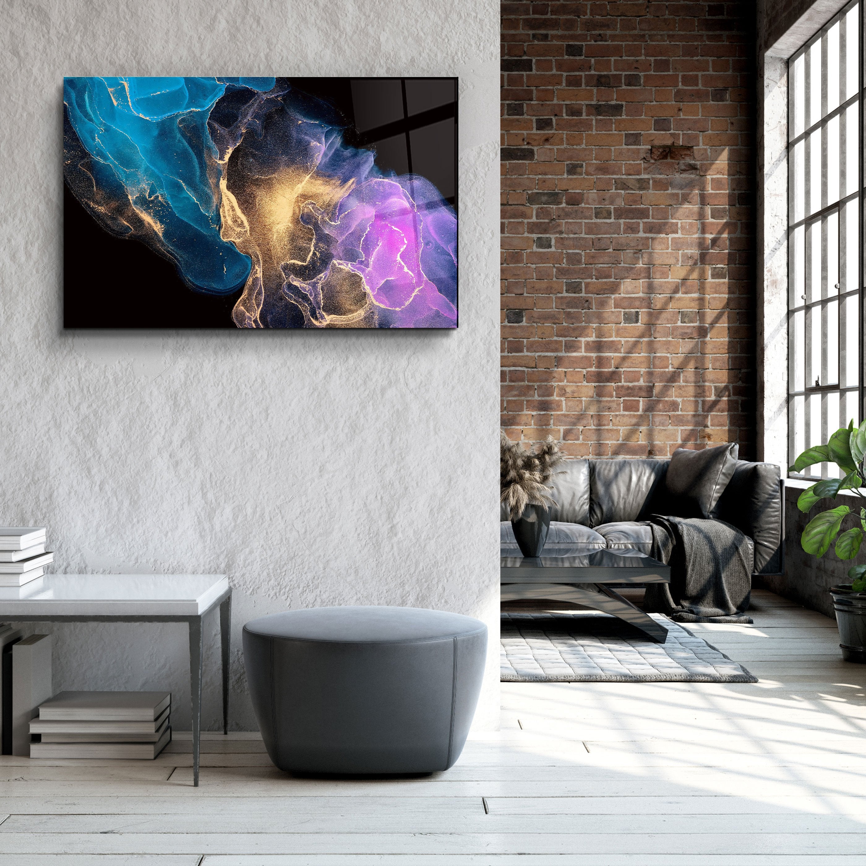 ・"Abstract Colorful Clouds"・Glass Wall Art