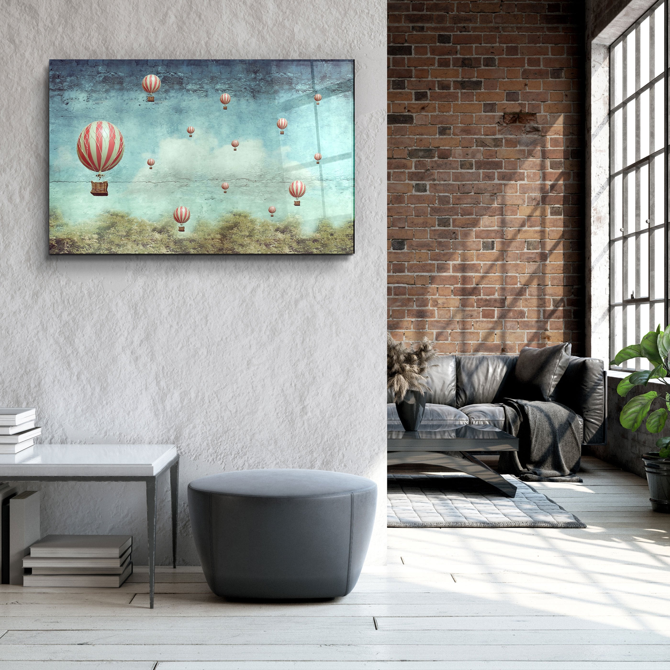 ・"Abstract Air Balloons"・Glass Wall Art