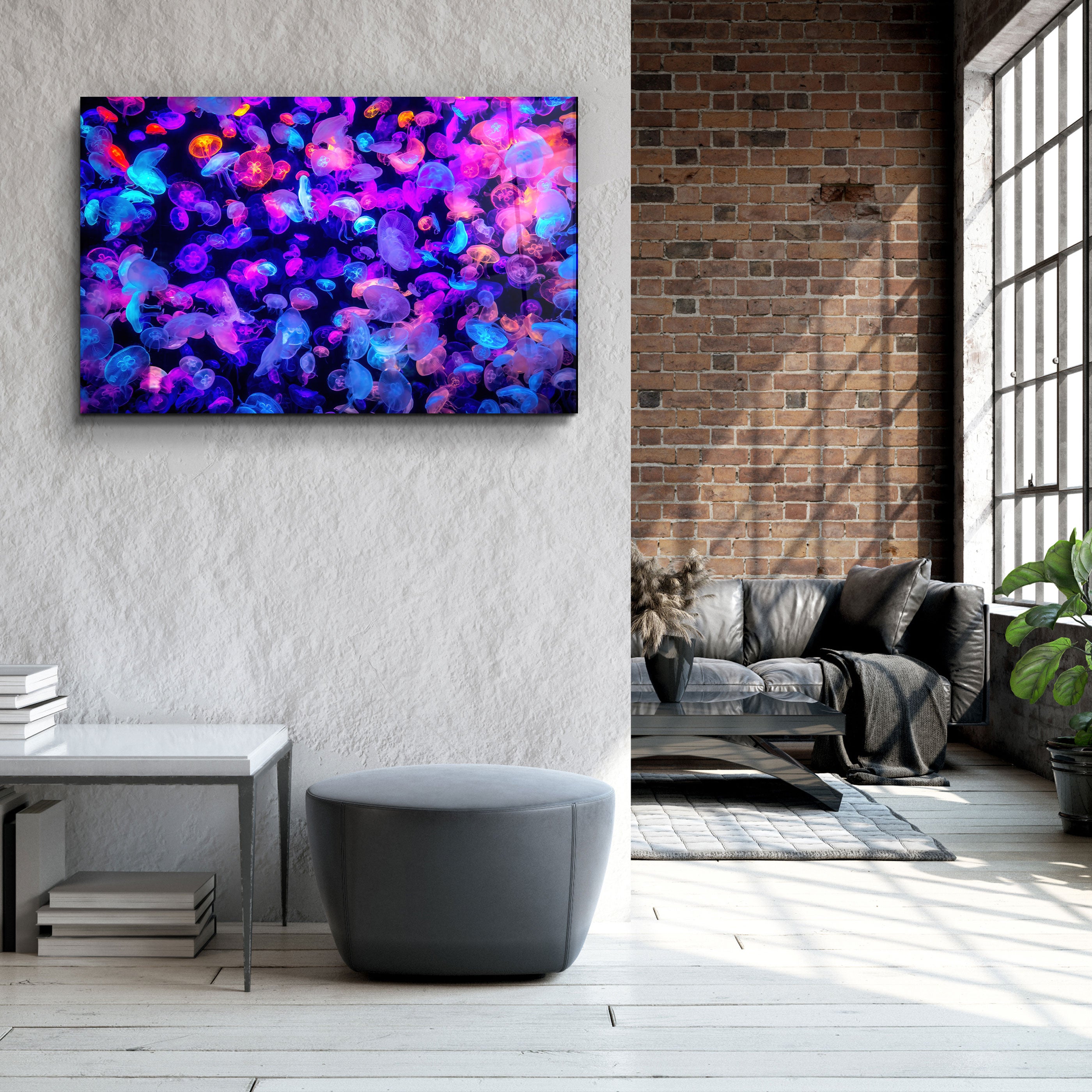 ・"The Colorful Jellyfishes"・Glass Wall Art