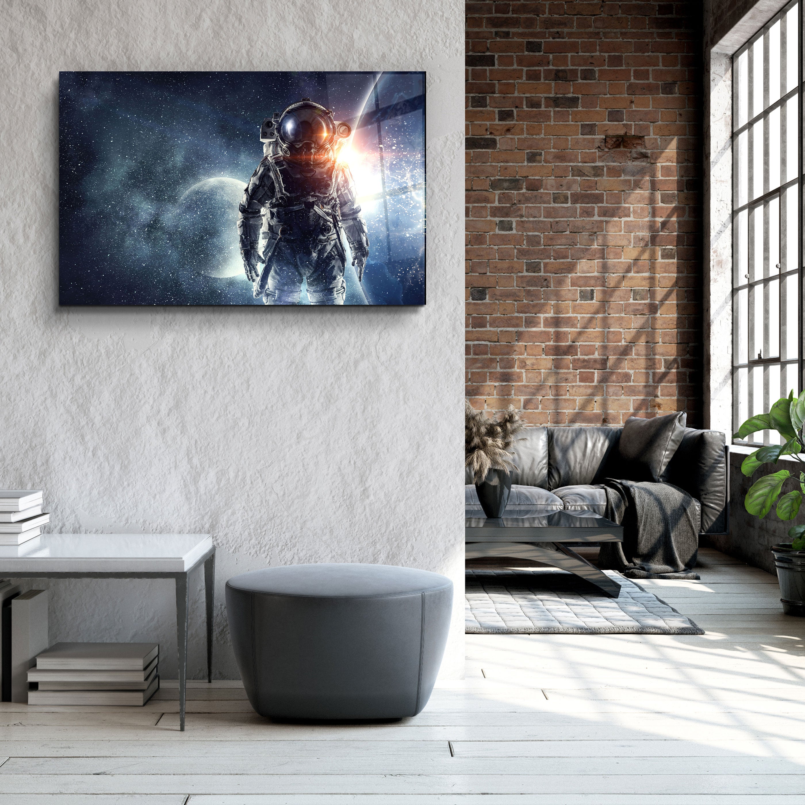 ・"The Cool Astronaut In Space"・Glass Wall Art