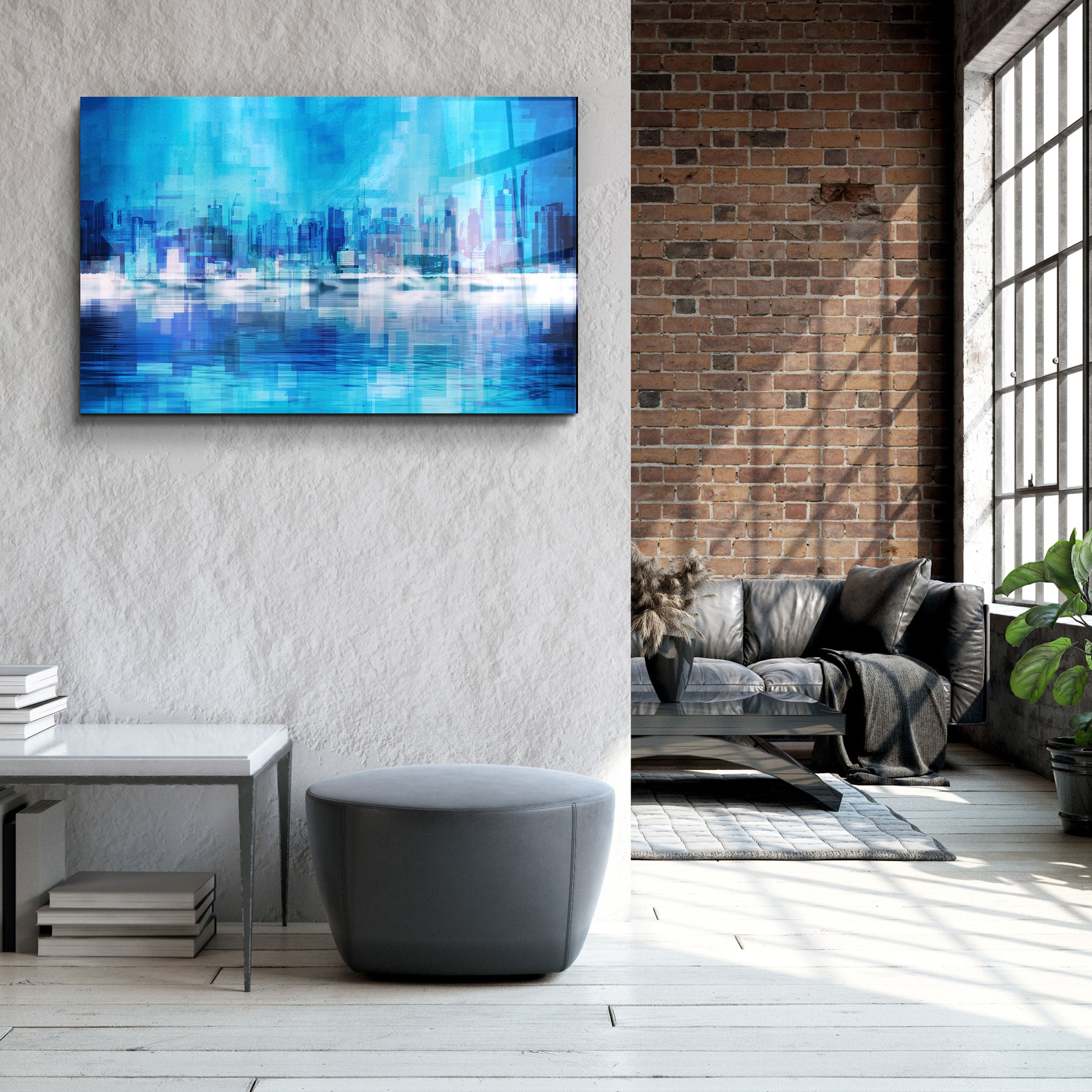 ・"The Fuzzy Cityscape Of New York"・Glass Wall Art