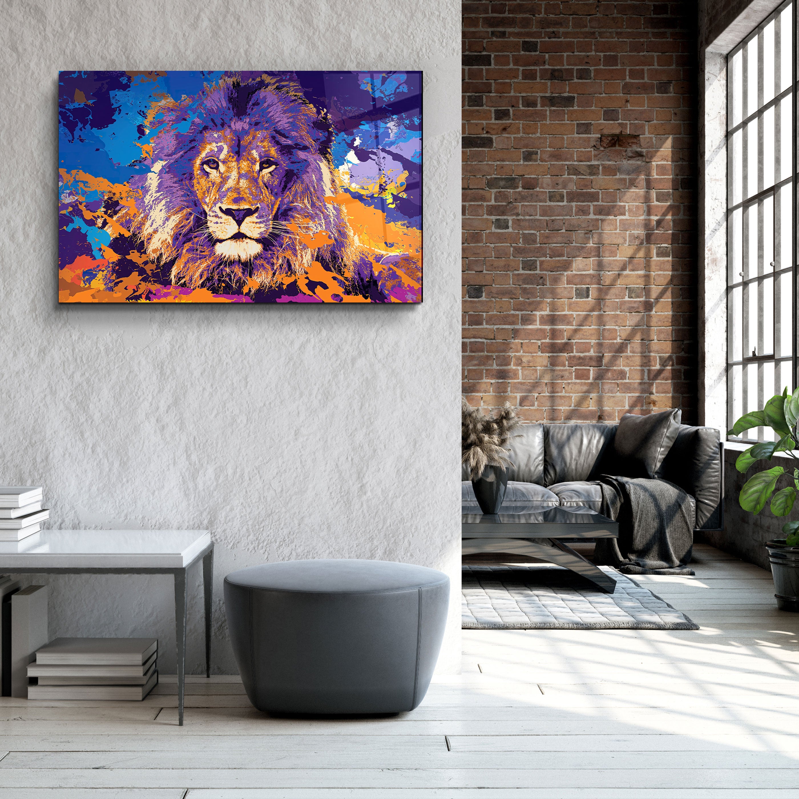 ・« Le lion en couleurs »・Art mural en verre