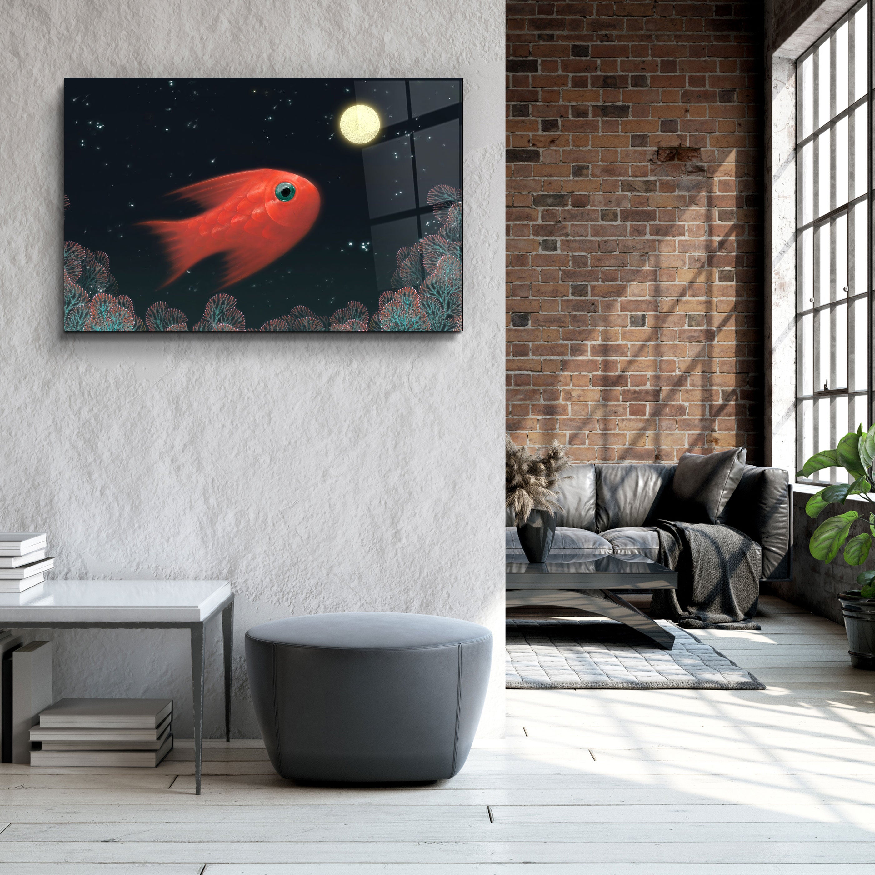 ・"Poissons d'aquarium"・Art mural en verre