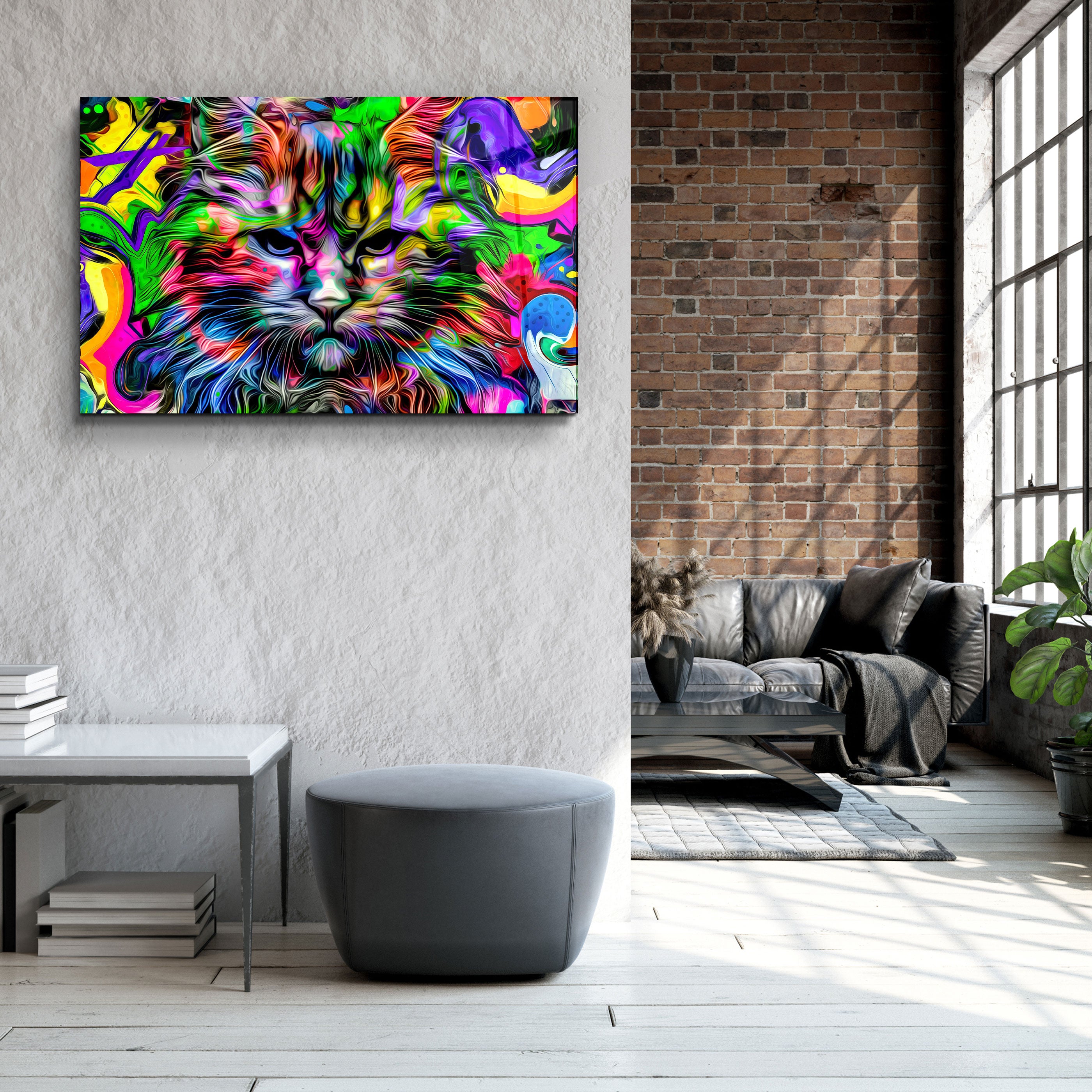 ・"Chat coloré"・Art mural en verre