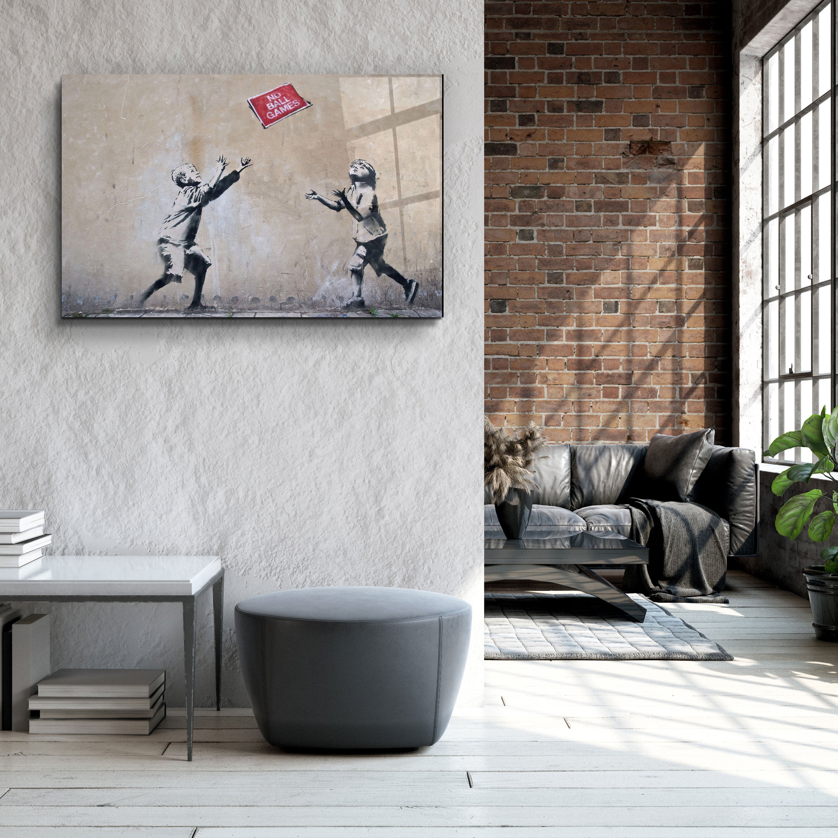 ・"Banksy - No Ball Games"・Glass Wall Art