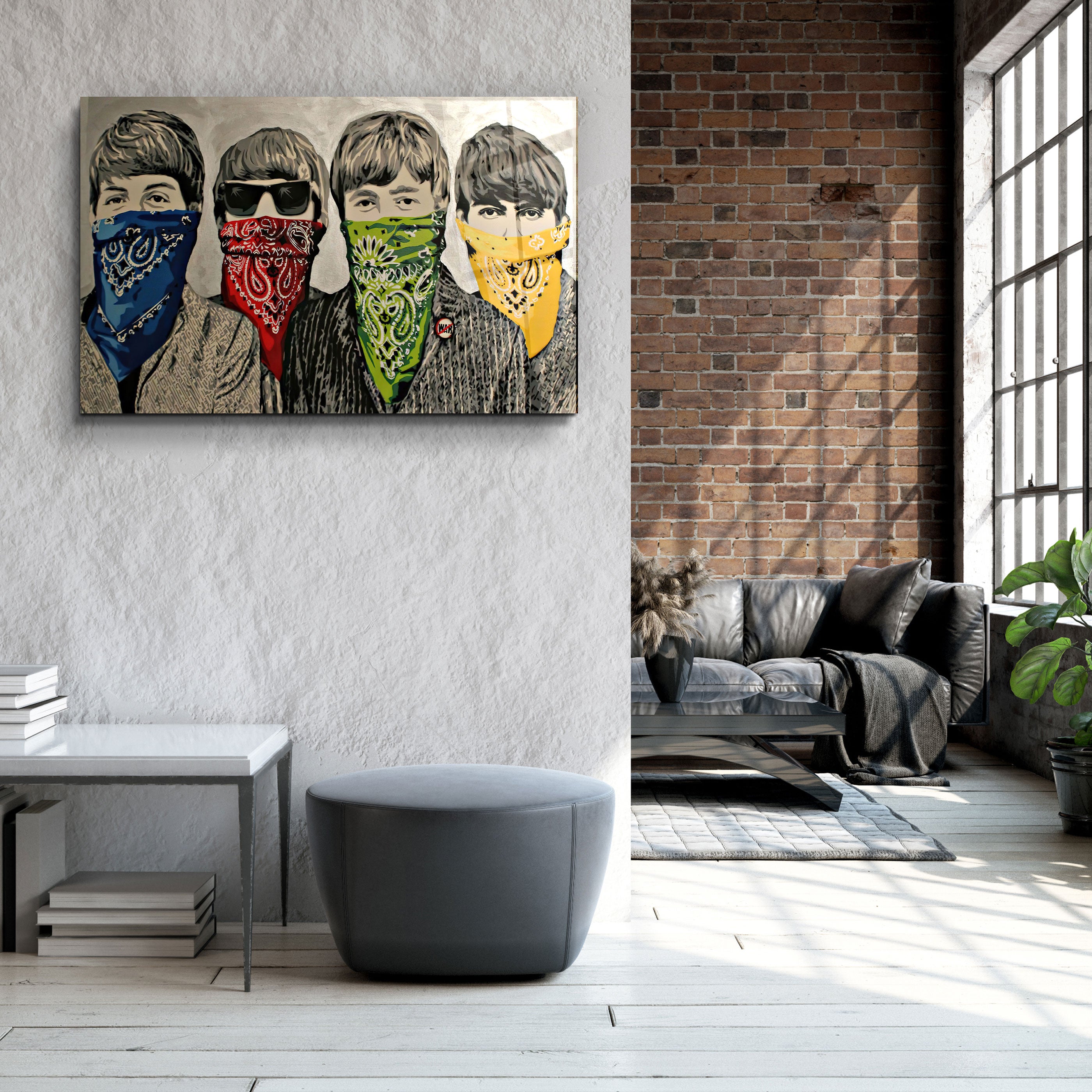 ・"Banksy - Beatles"・Glass Wall Art